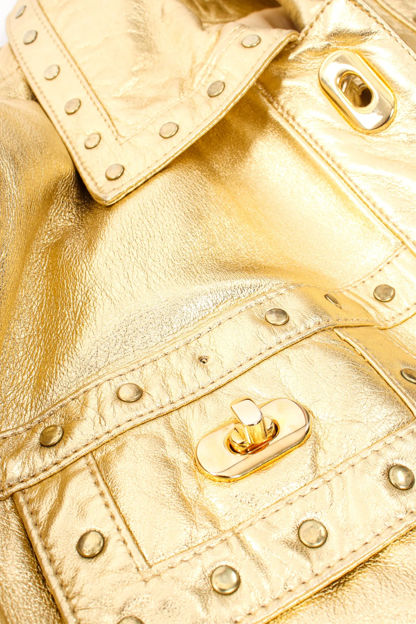 Gold Leather Turnlock Jacket