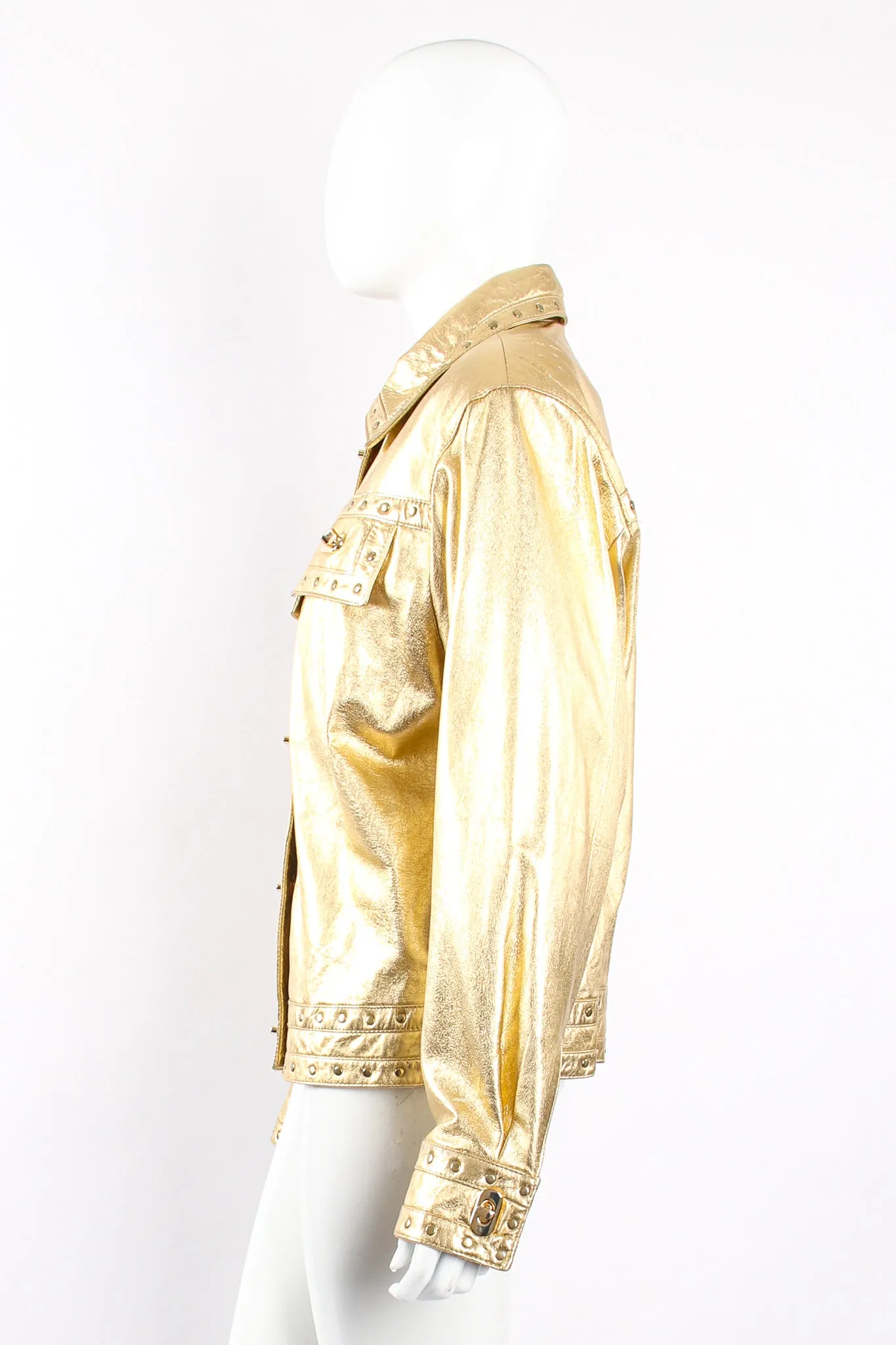 Gold Leather Turnlock Jacket