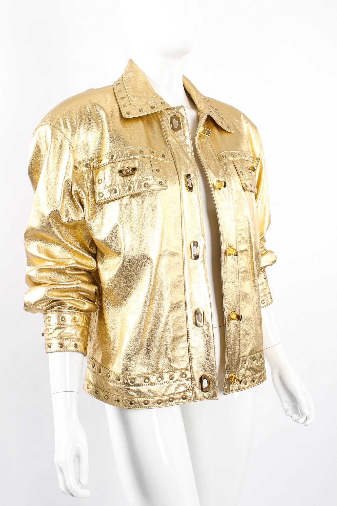 Gold Leather Turnlock Jacket