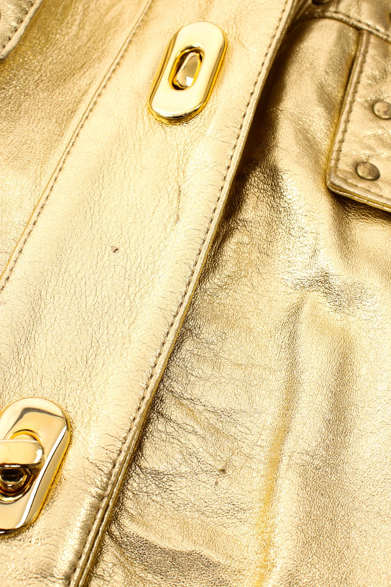 Gold Leather Turnlock Jacket
