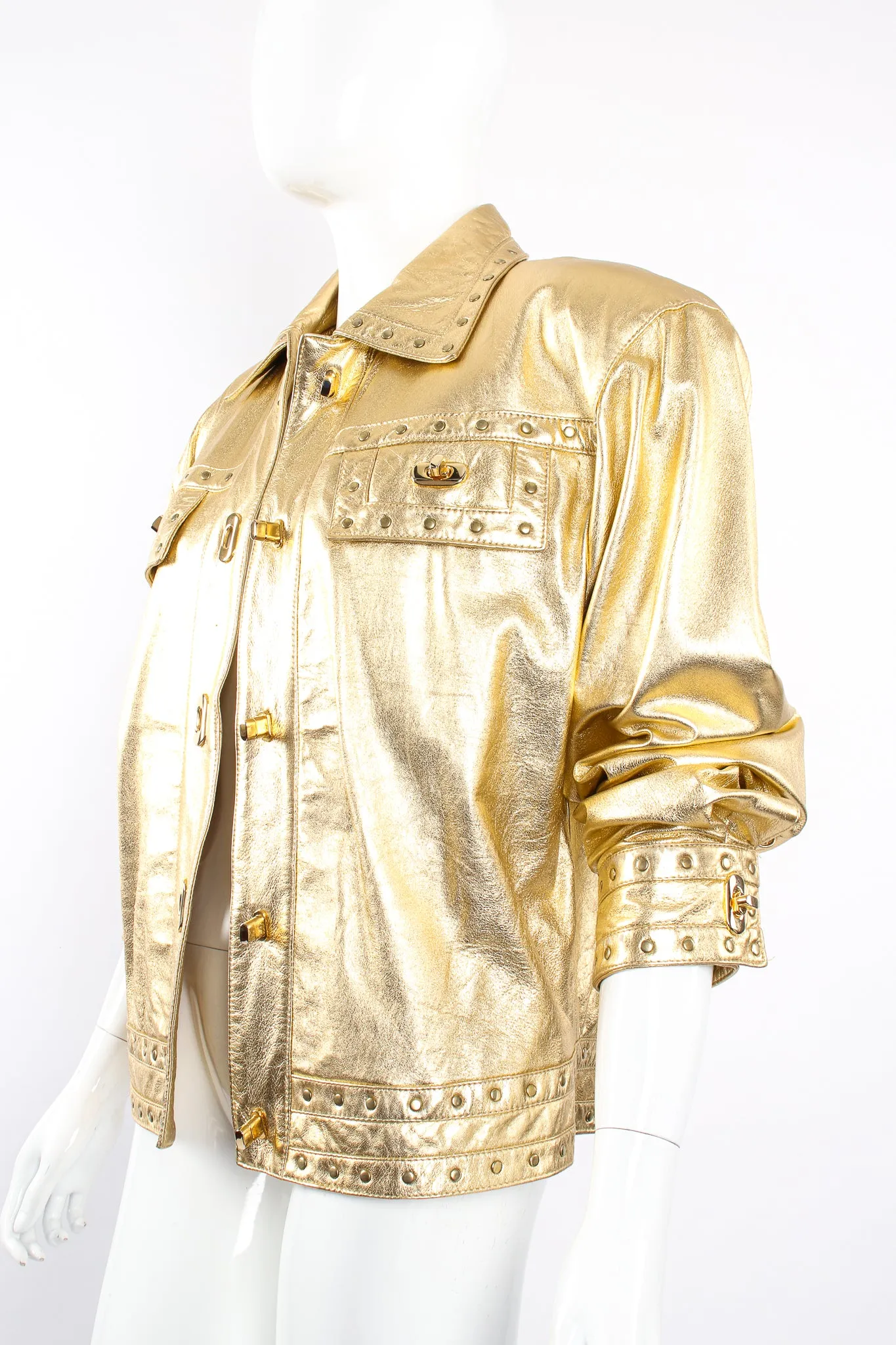 Gold Leather Turnlock Jacket