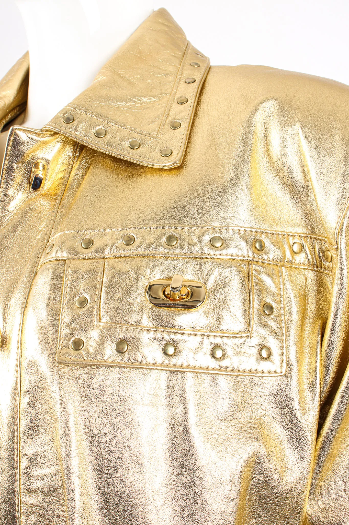 Gold Leather Turnlock Jacket