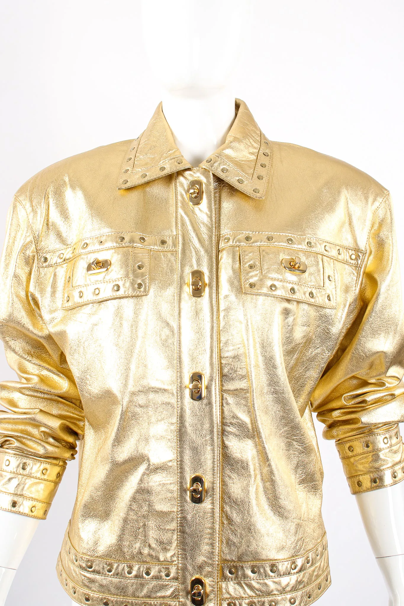 Gold Leather Turnlock Jacket