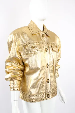 Gold Leather Turnlock Jacket