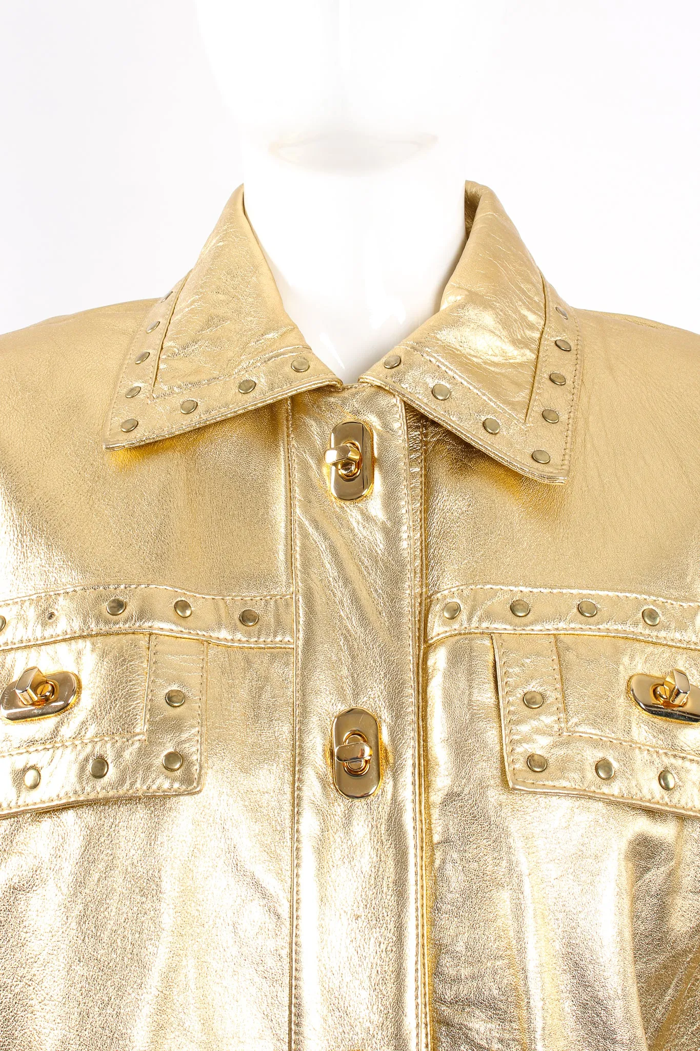 Gold Leather Turnlock Jacket