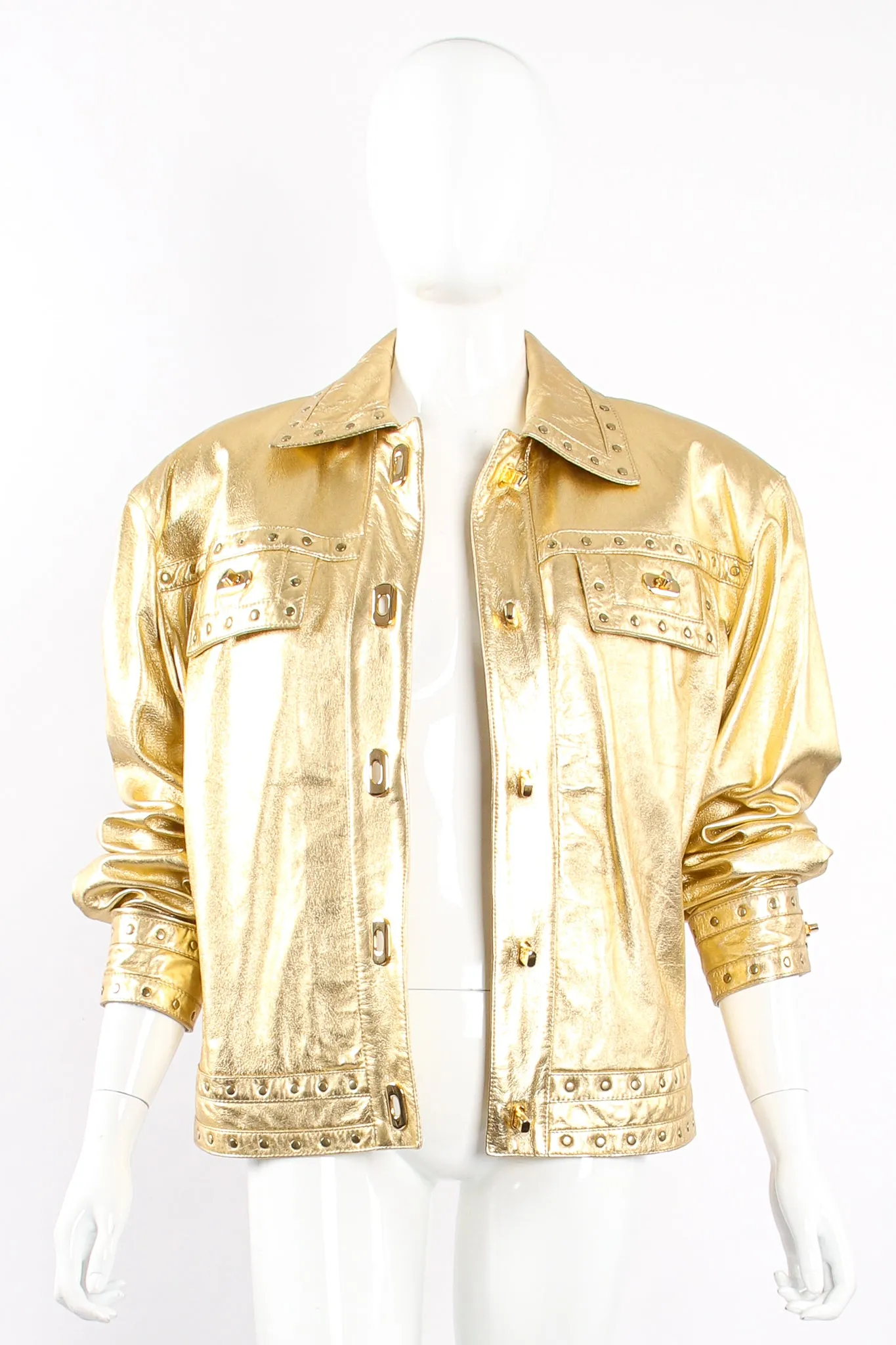 Gold Leather Turnlock Jacket