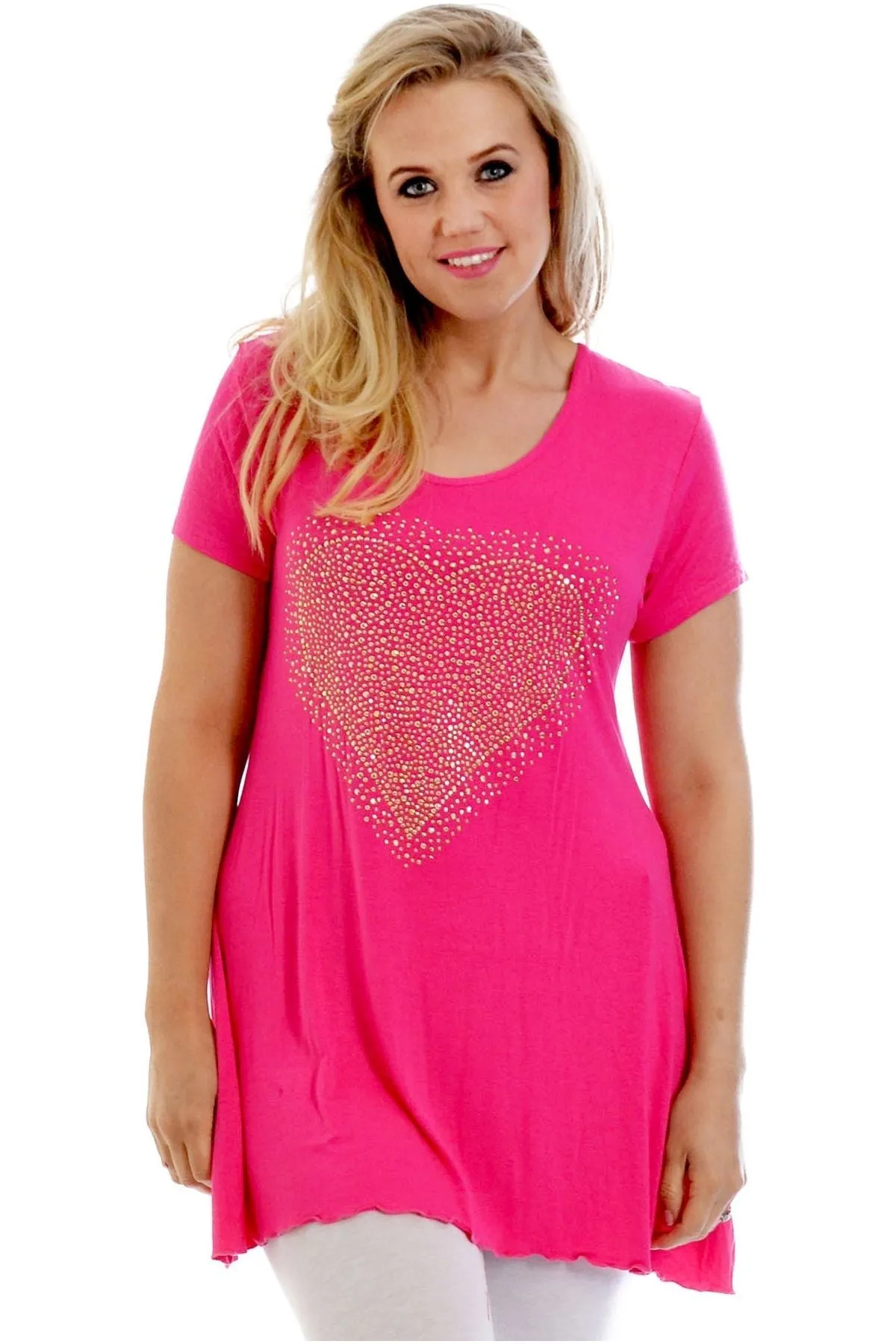 Gold Studded Hanky Hem Short Sleeve Top