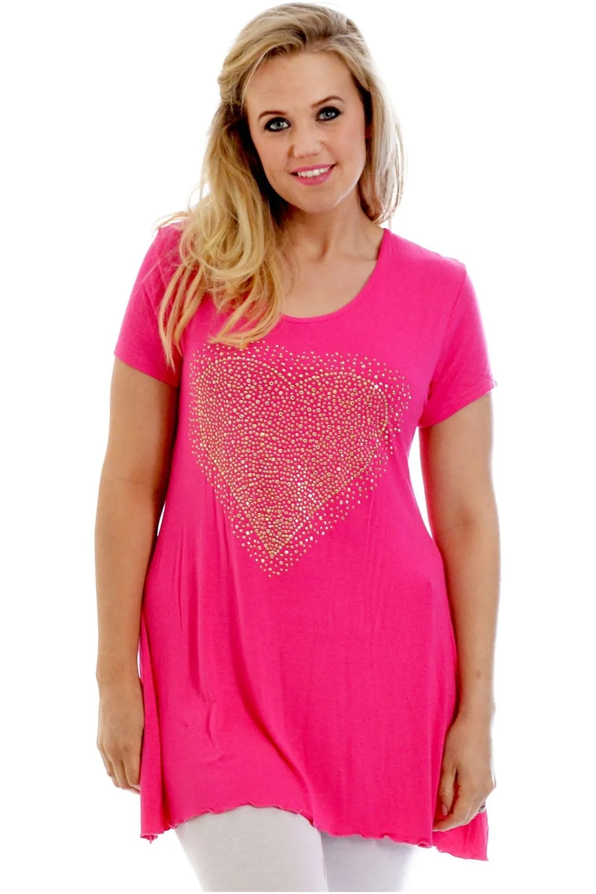 Gold Studded Hanky Hem Short Sleeve Top