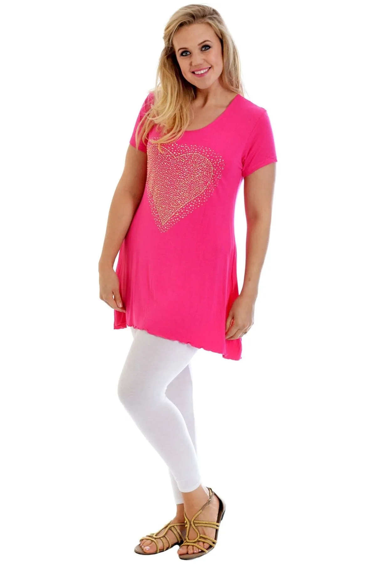 Gold Studded Hanky Hem Short Sleeve Top