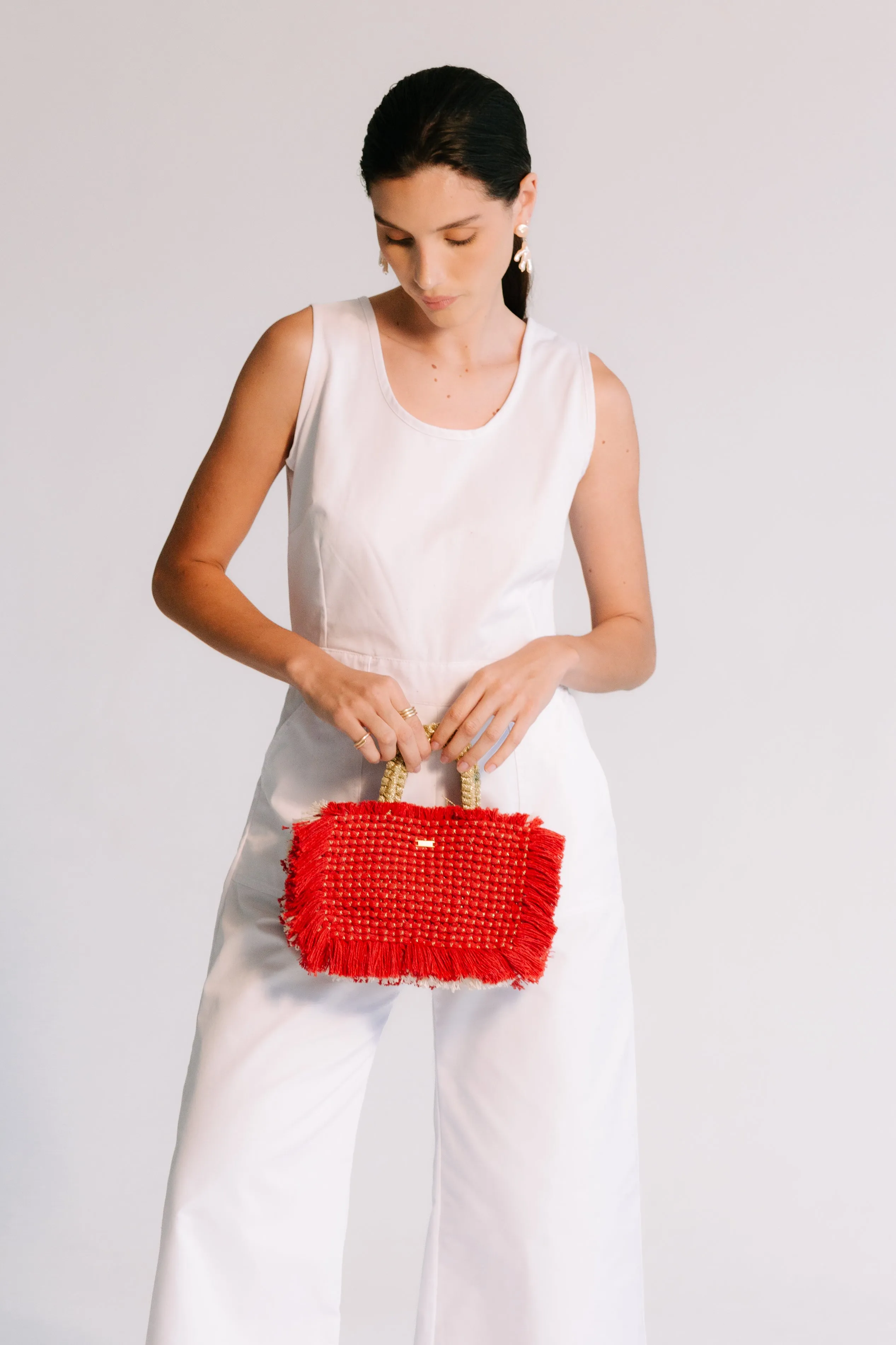 Gossypium Tote Small #2 - Red & Buttercream