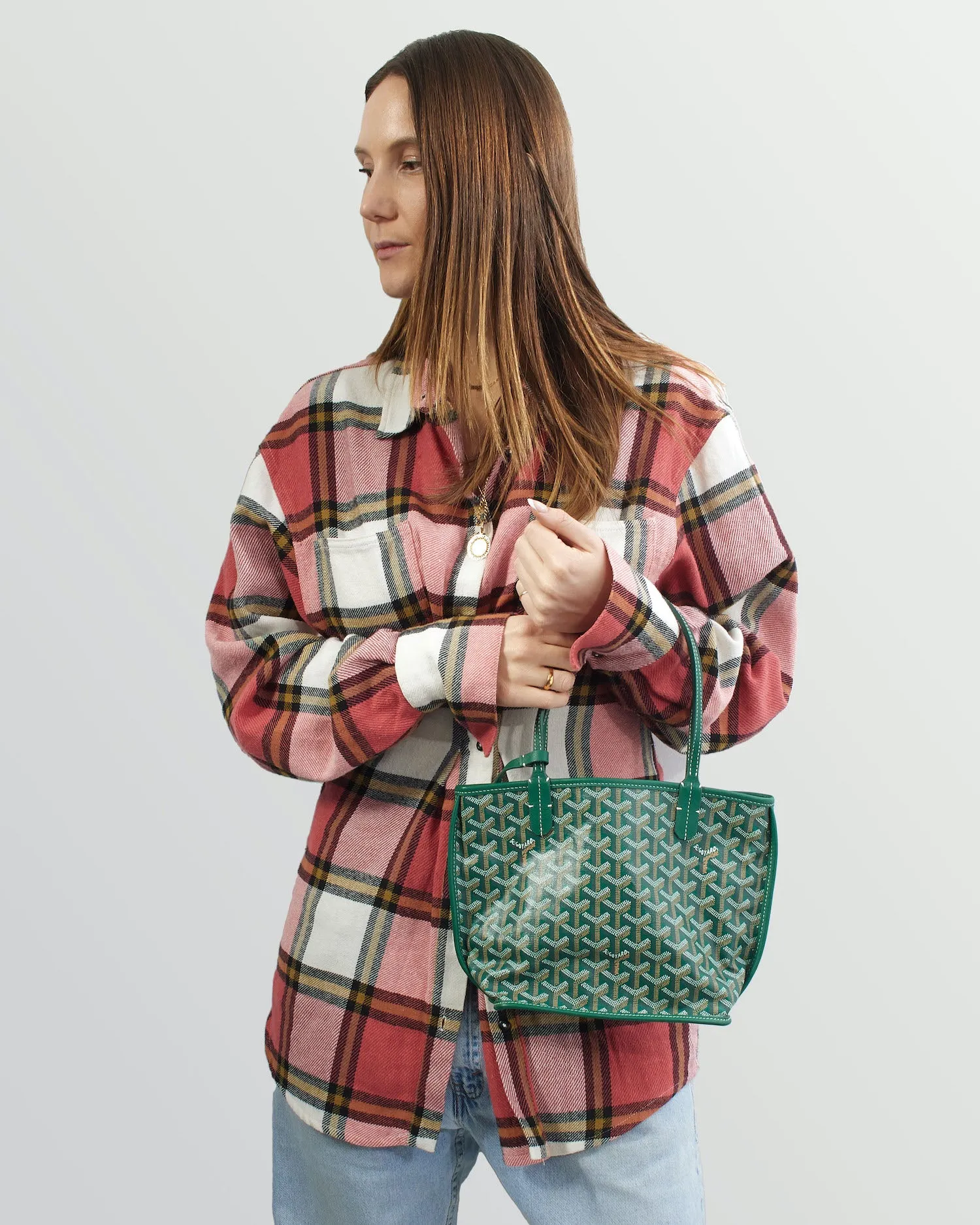 Goyard Green Canvas Reversible Anjou Mini Bag