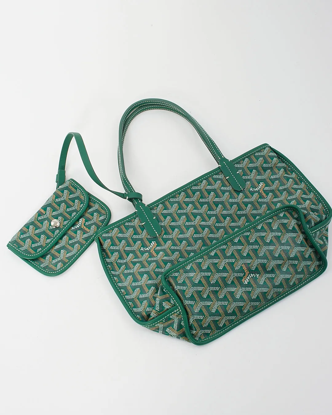 Goyard Green Canvas Reversible Anjou Mini Bag