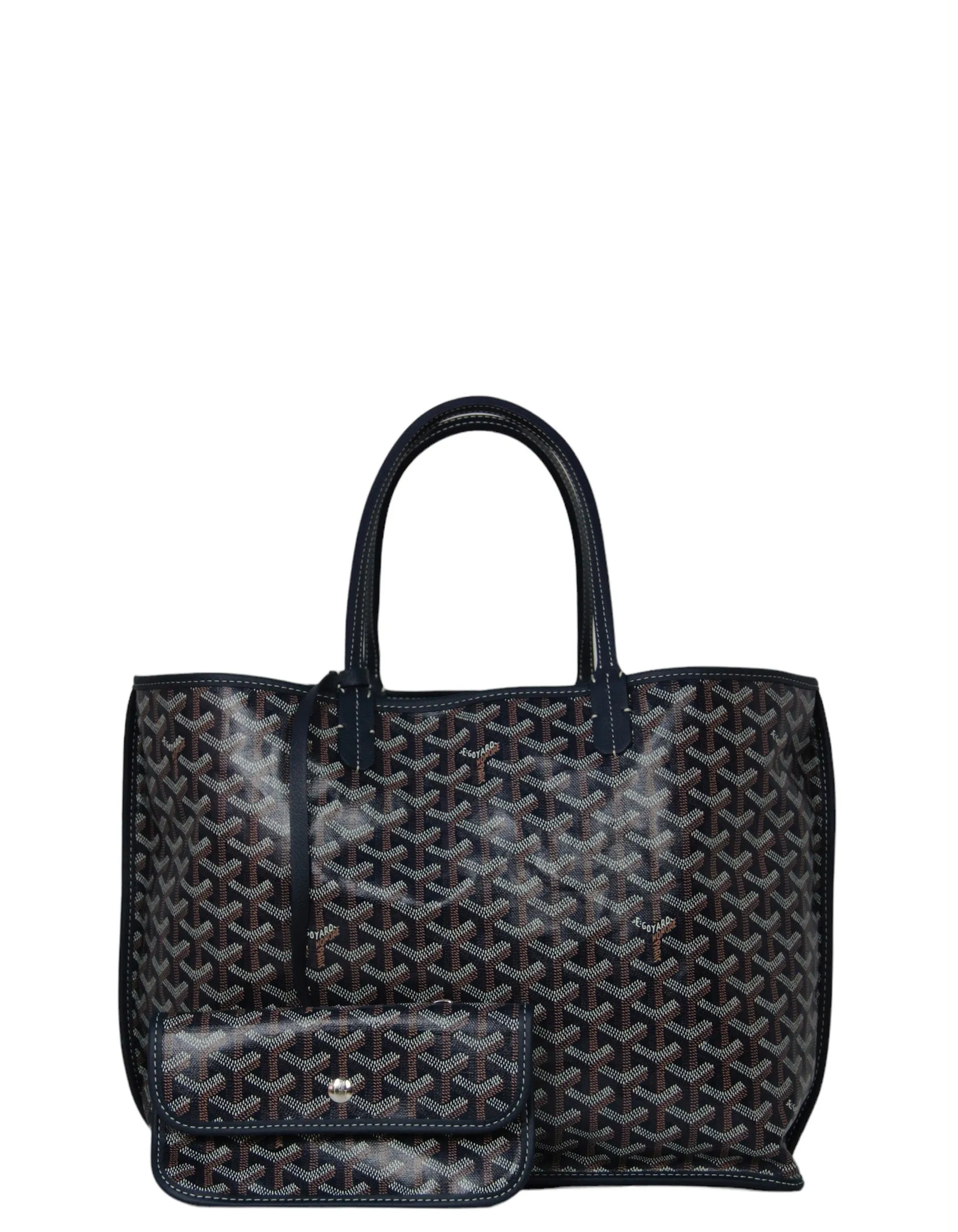 Goyard Navy Canvas/ Leather Reversible Anjou PM Tote Bag