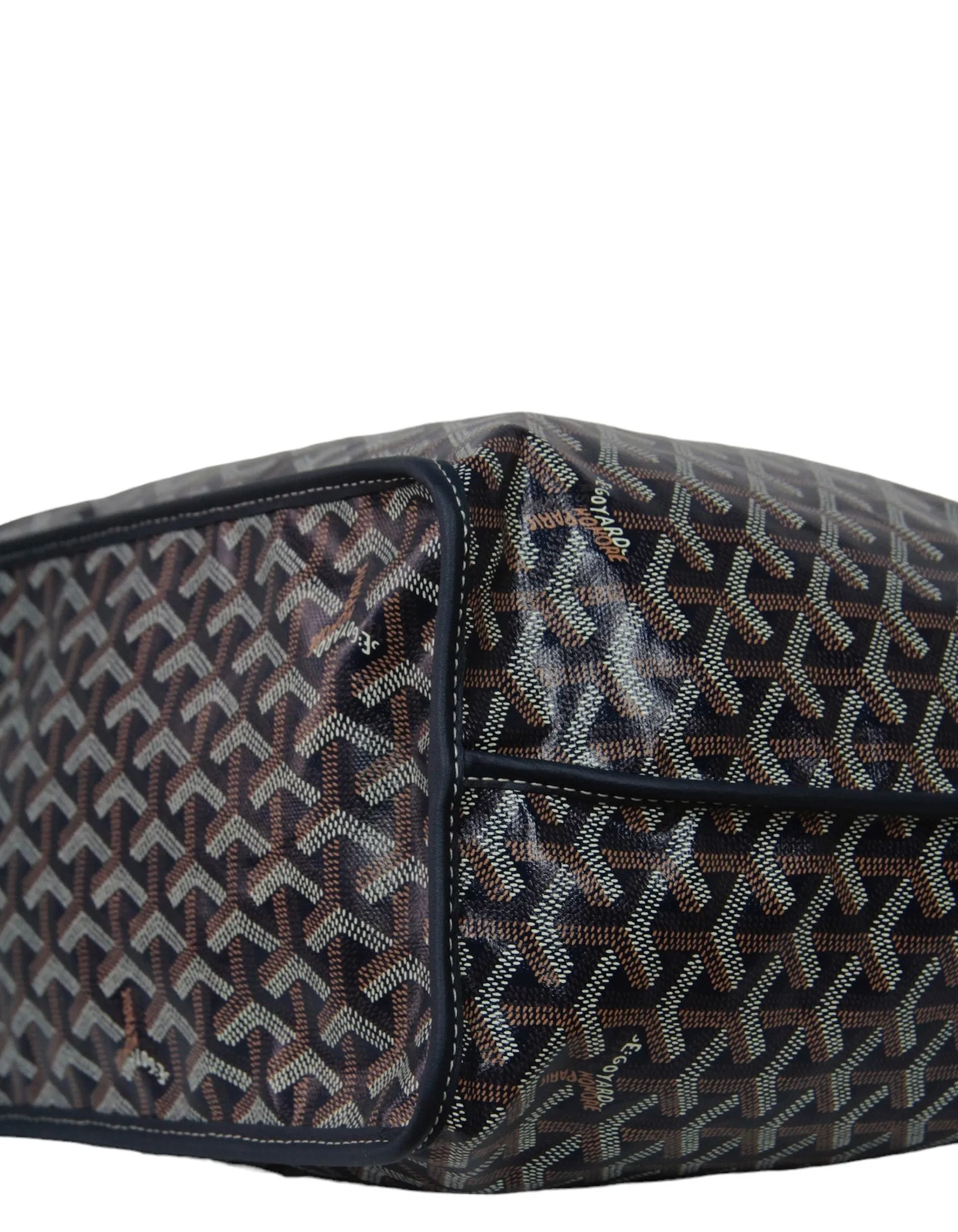 Goyard Navy Canvas/ Leather Reversible Anjou PM Tote Bag