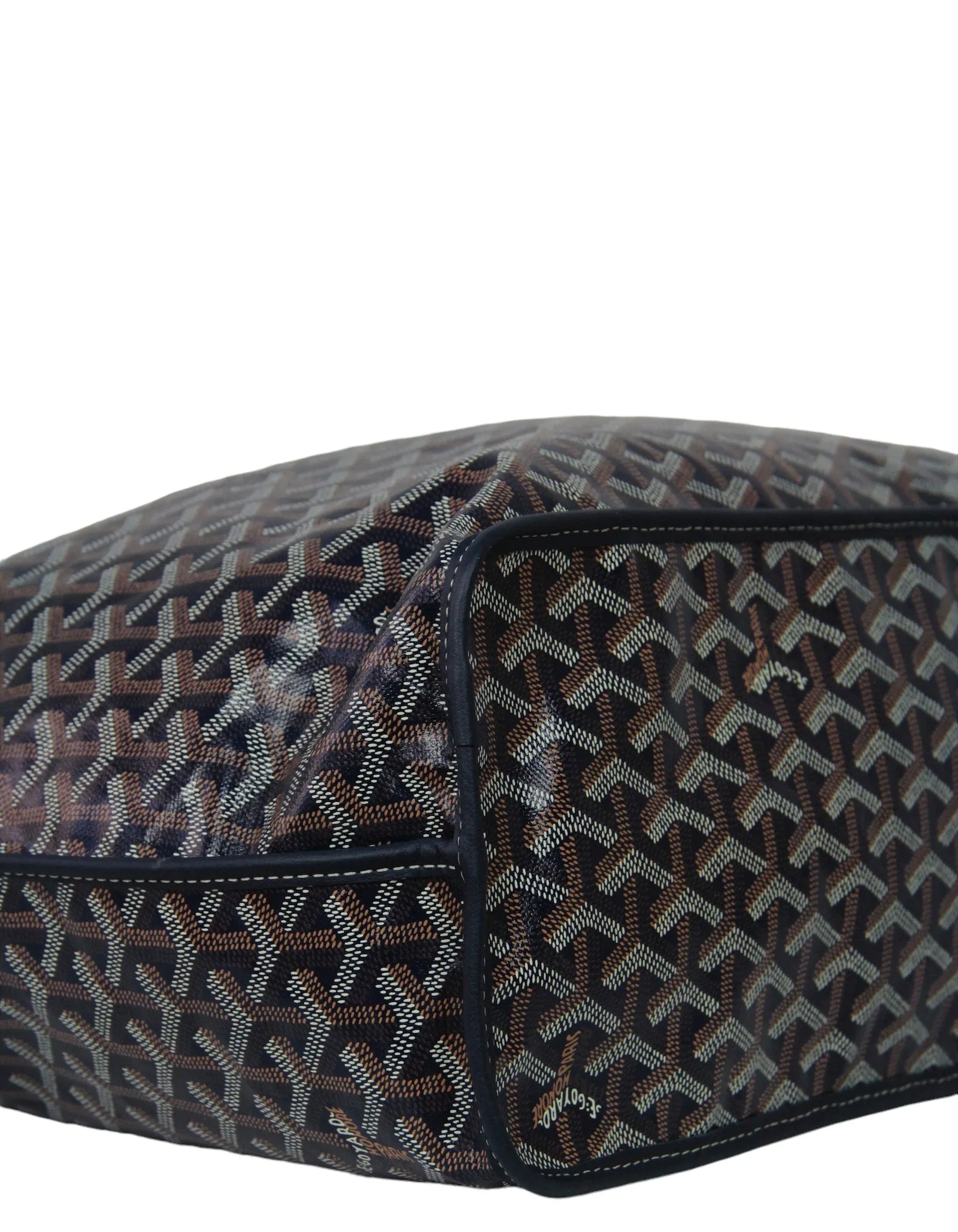 Goyard Navy Canvas/ Leather Reversible Anjou PM Tote Bag
