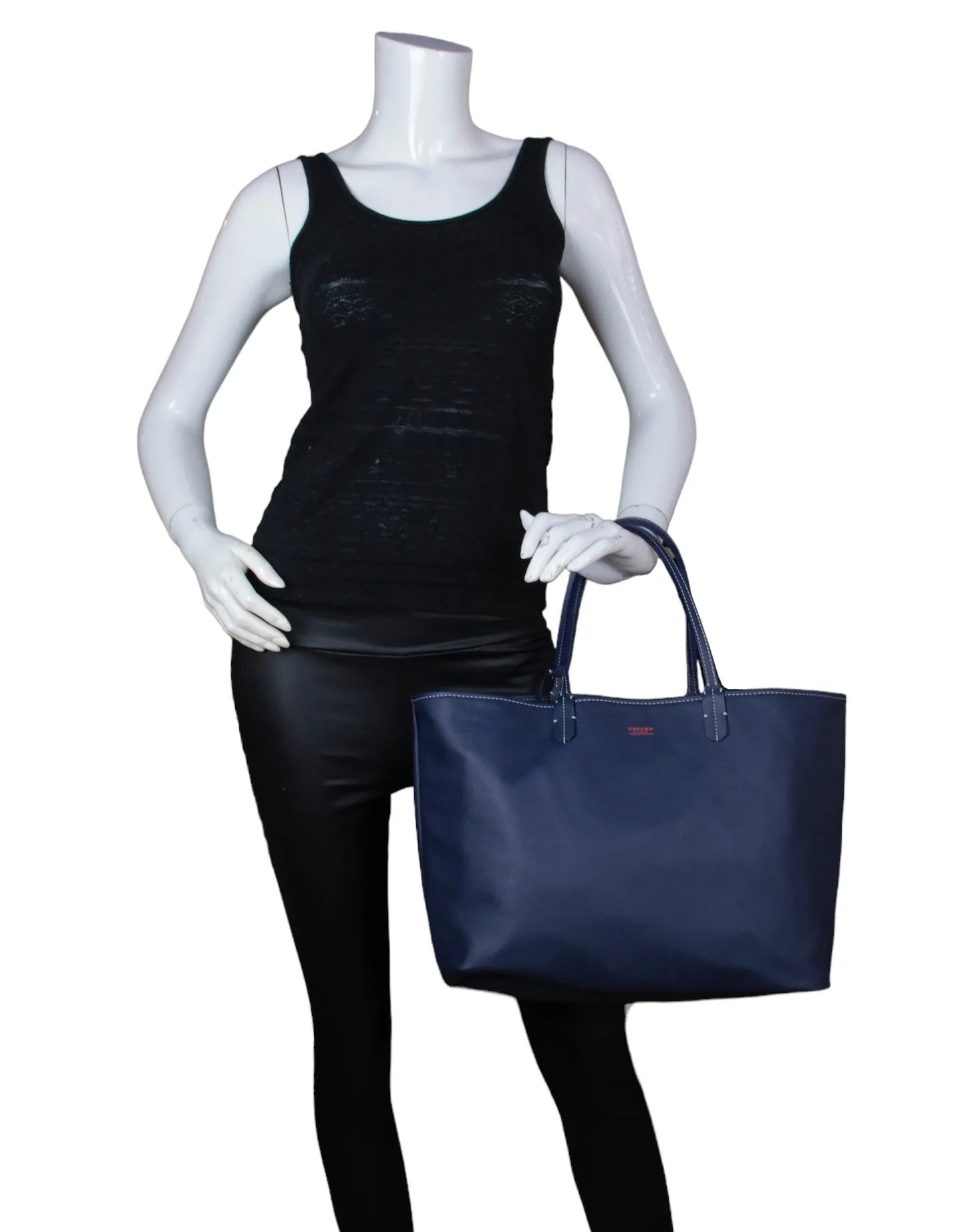 Goyard Navy Canvas/ Leather Reversible Anjou PM Tote Bag