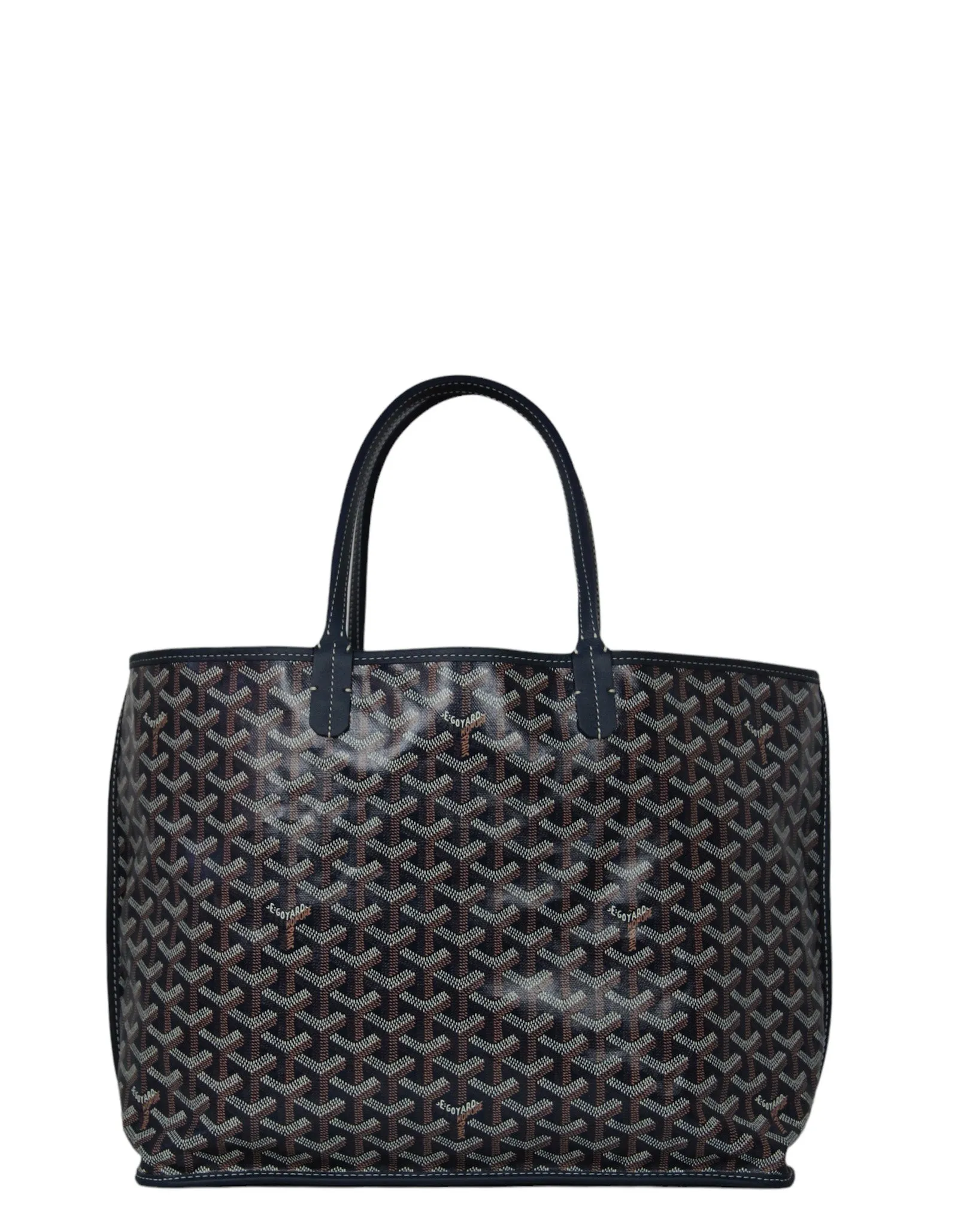 Goyard Navy Canvas/ Leather Reversible Anjou PM Tote Bag
