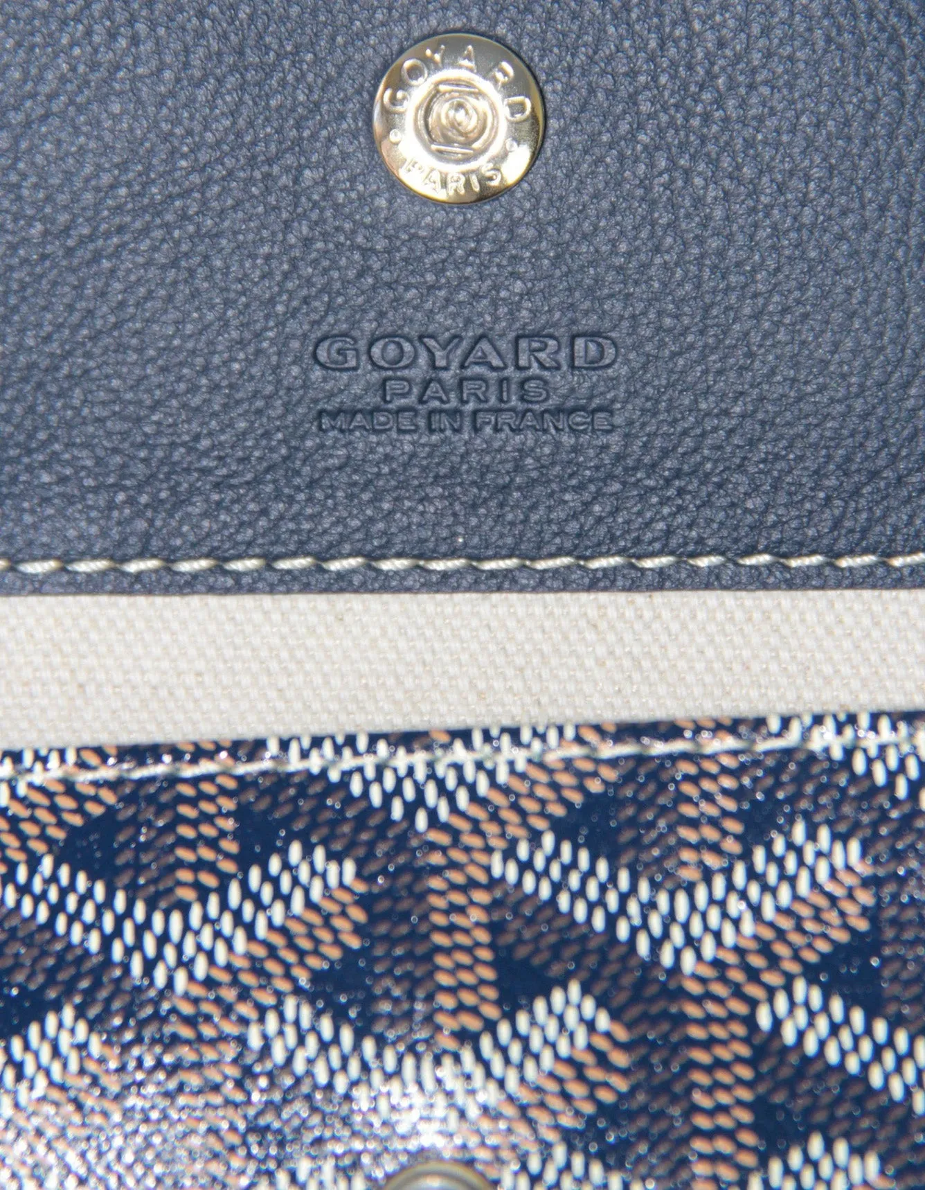 Goyard Navy Canvas/ Leather Reversible Anjou PM Tote Bag