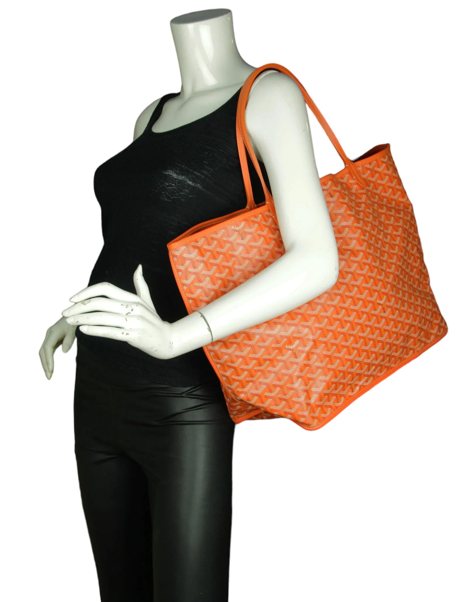 Goyard Orange Canvas/ Leather Reversible Anjou GM Tote
