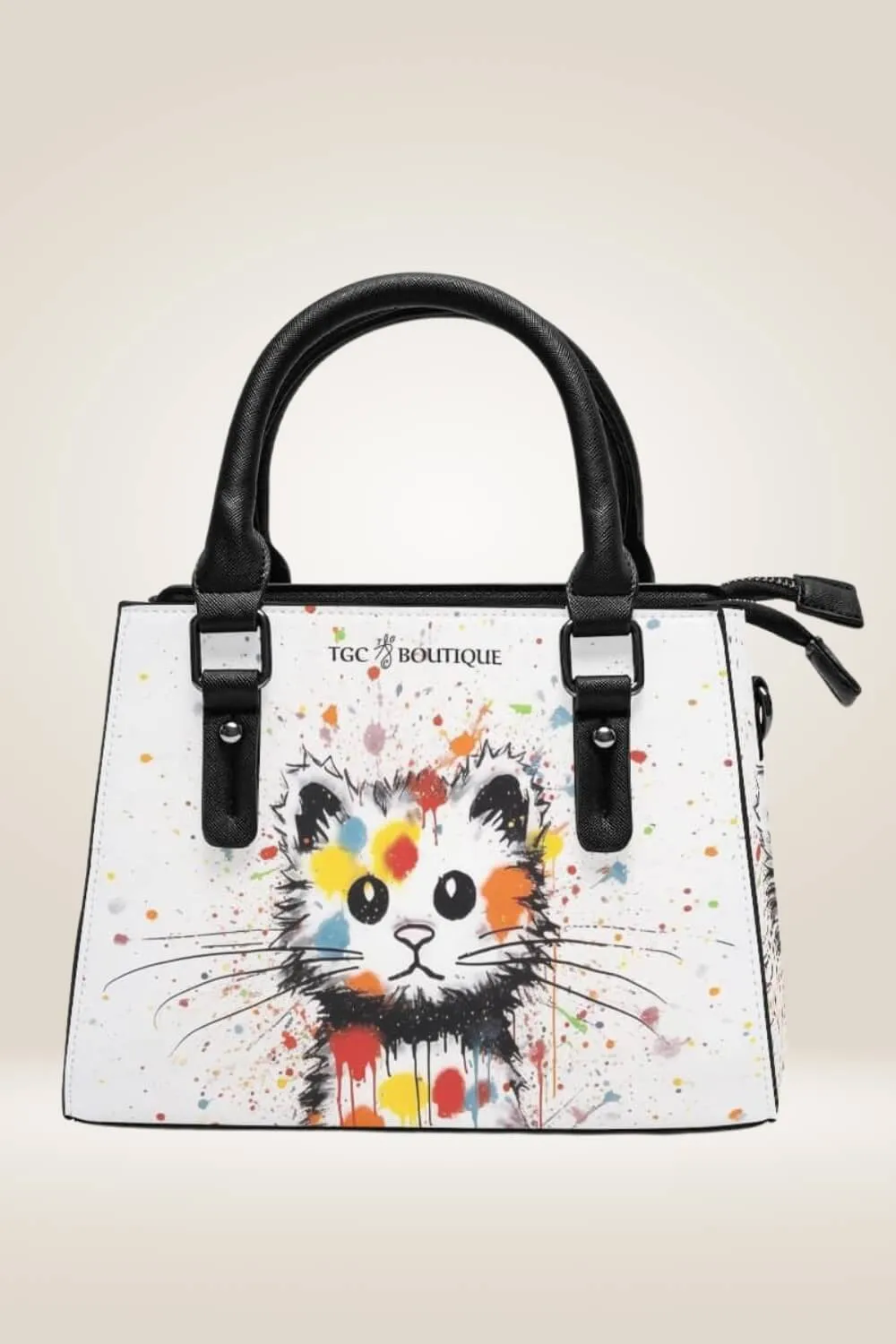 Graffiti Cat Faux Leather Shoulder Bag