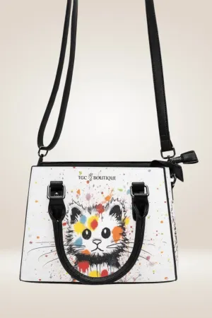 Graffiti Cat Faux Leather Shoulder Bag