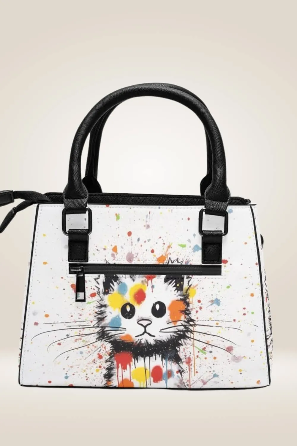 Graffiti Cat Faux Leather Shoulder Bag