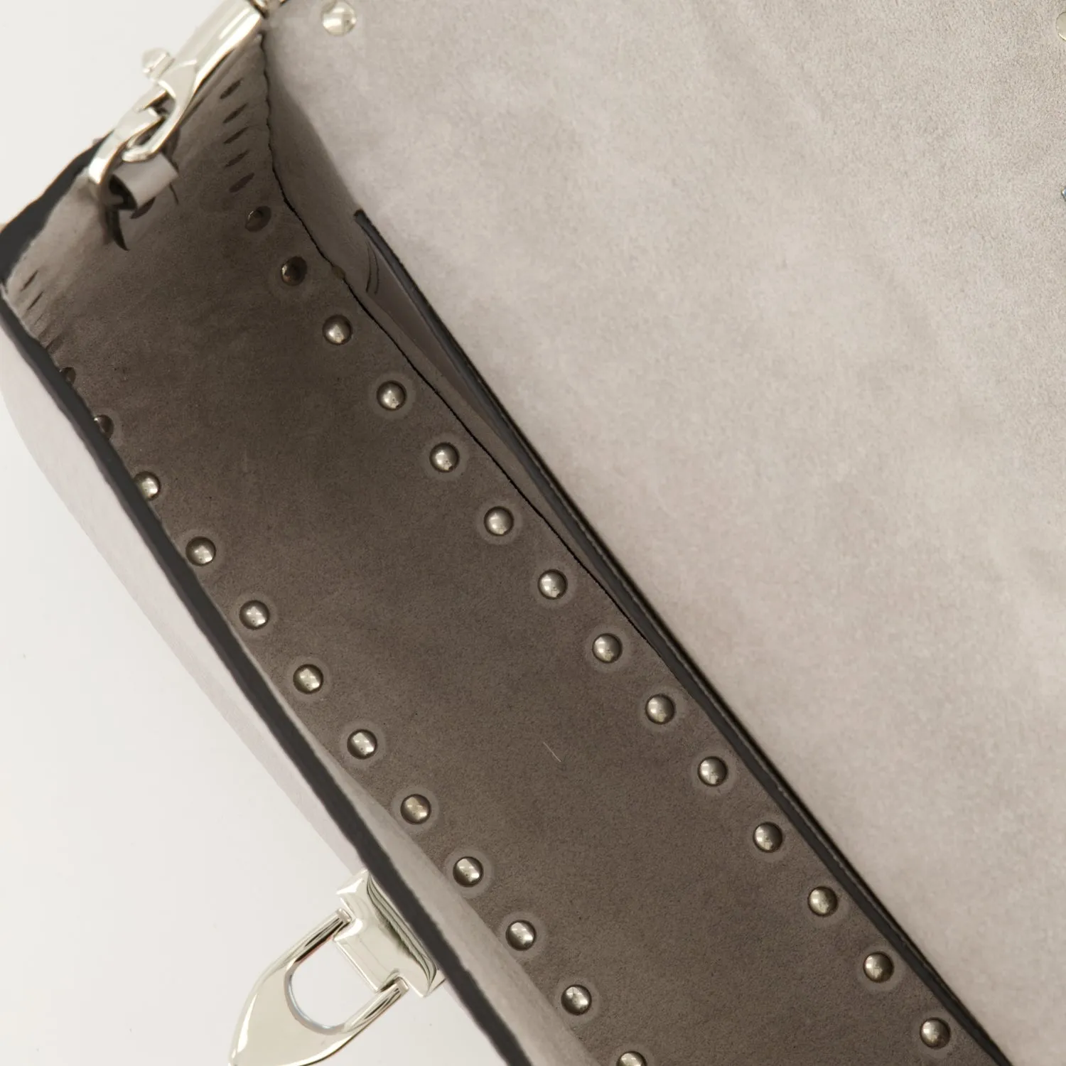 Gray Leather Crossbody Bag