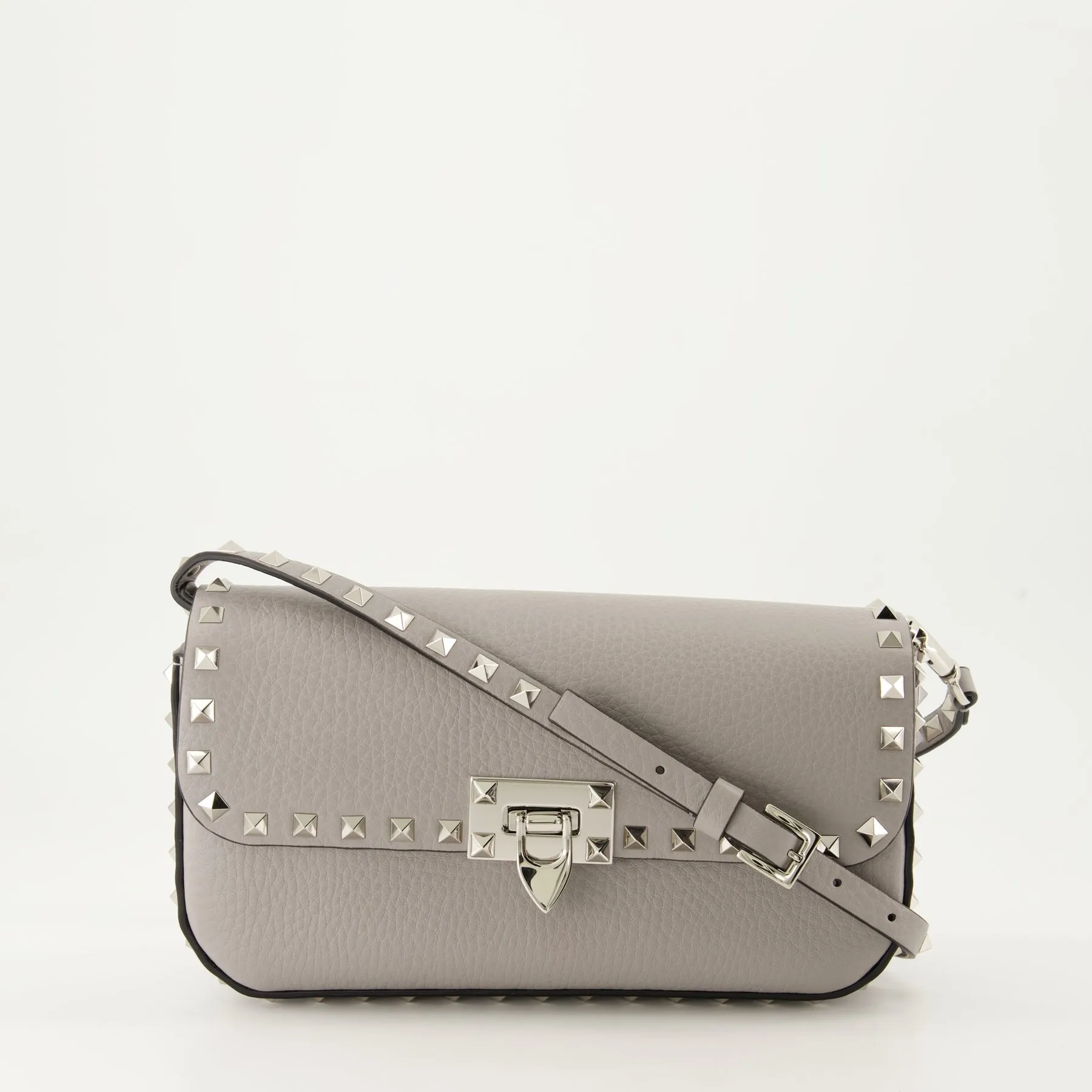 Gray Leather Crossbody Bag