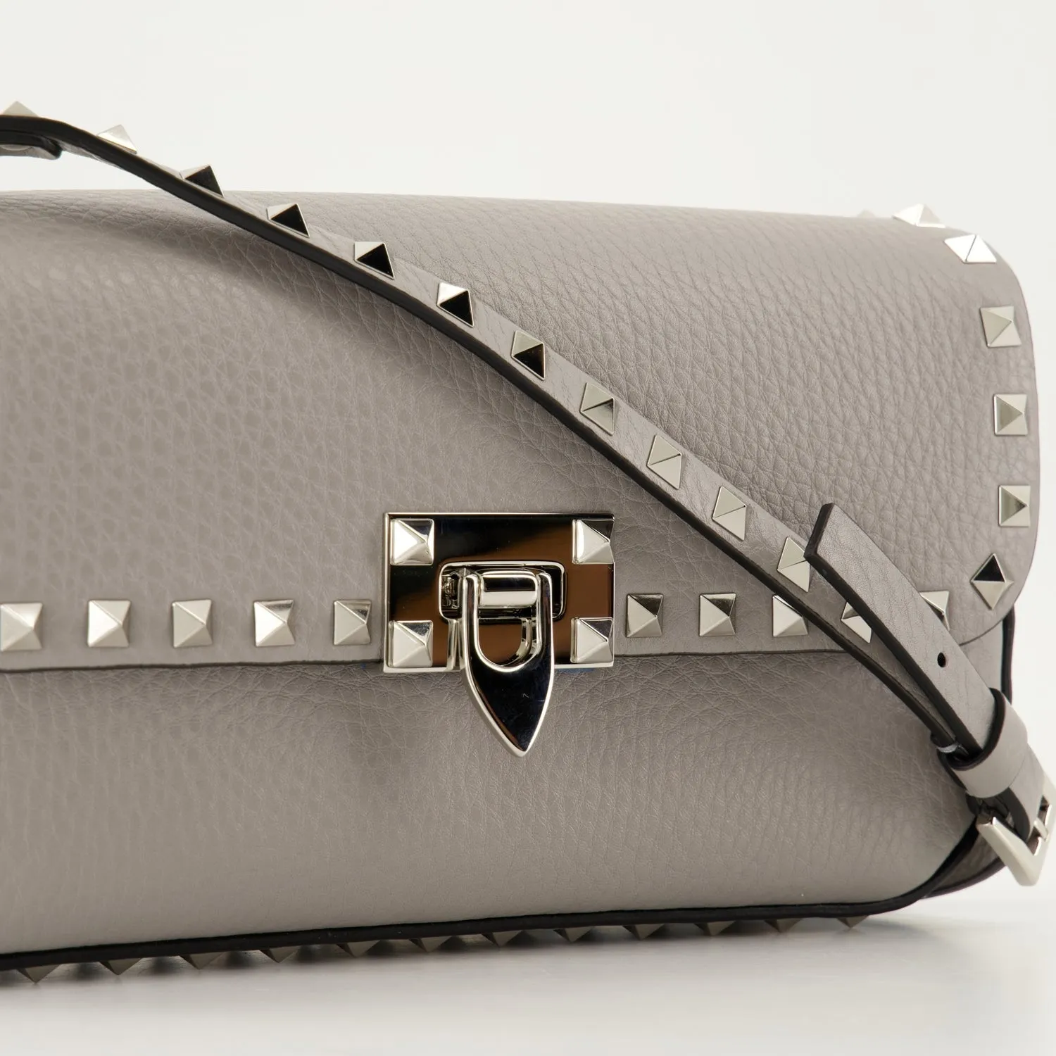 Gray Leather Crossbody Bag