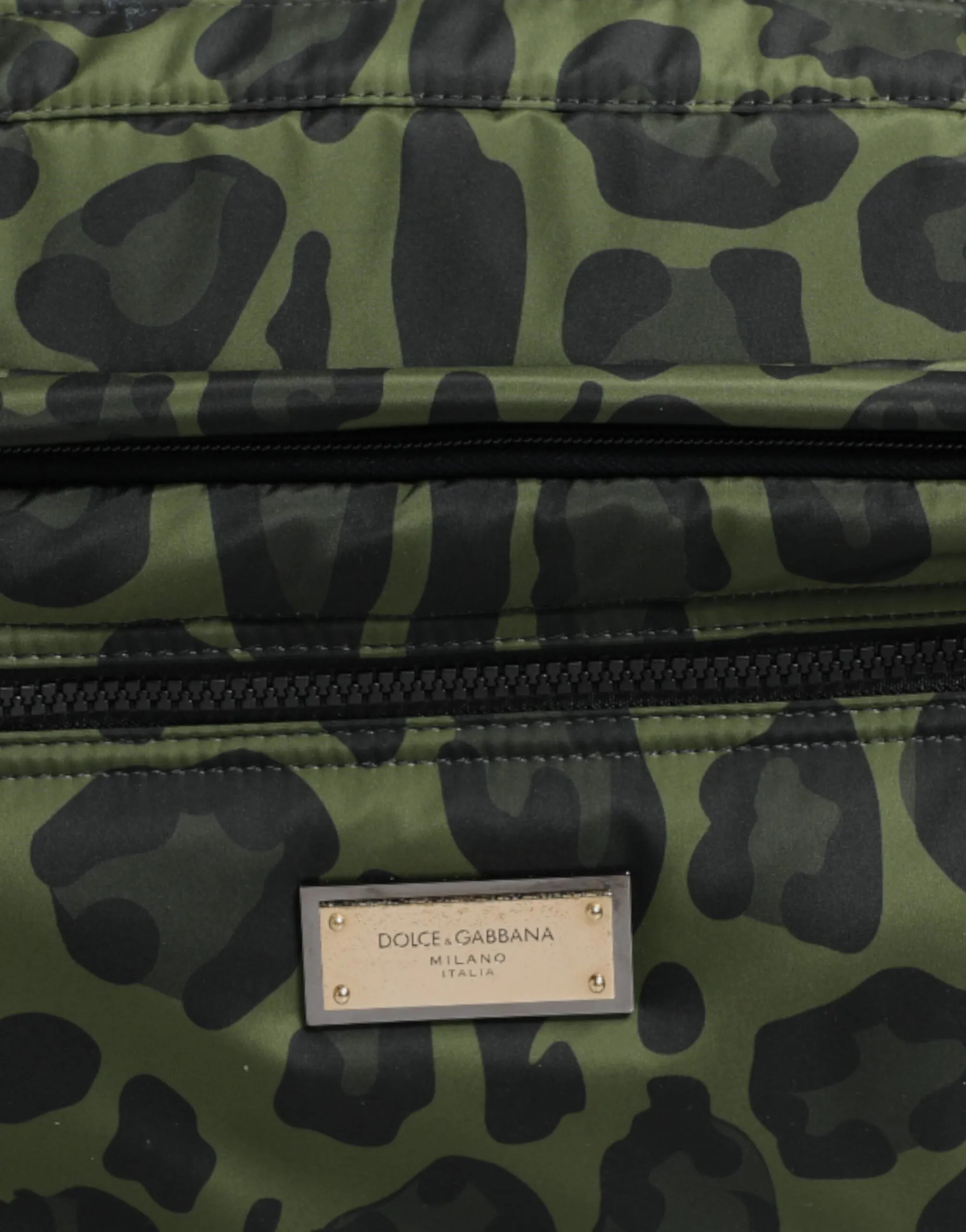 Green Polyester Leopard Print Shell Messenger Bag