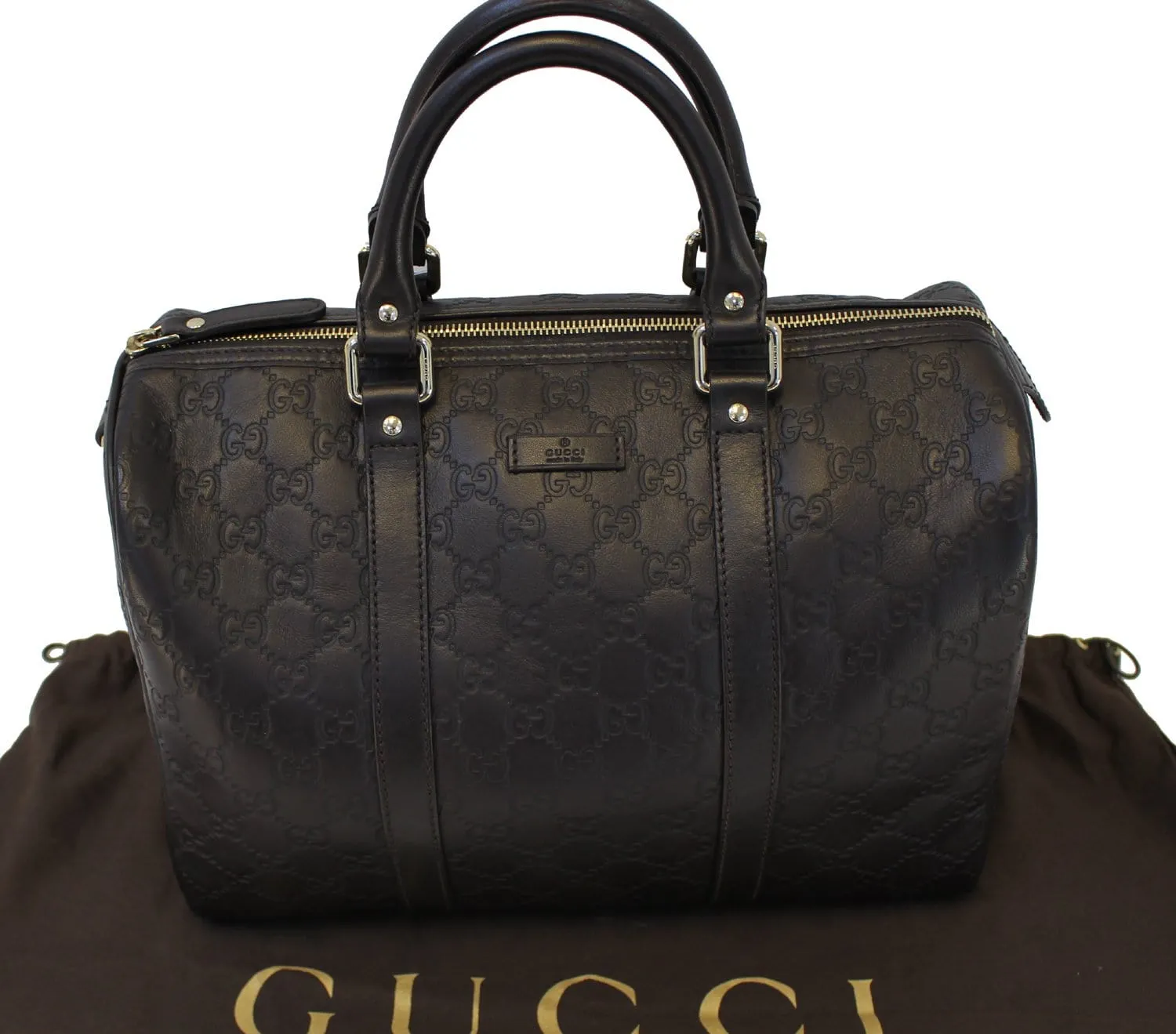GUCCI 265697 GG Guccissima Leather Chocolate Boston Bag
