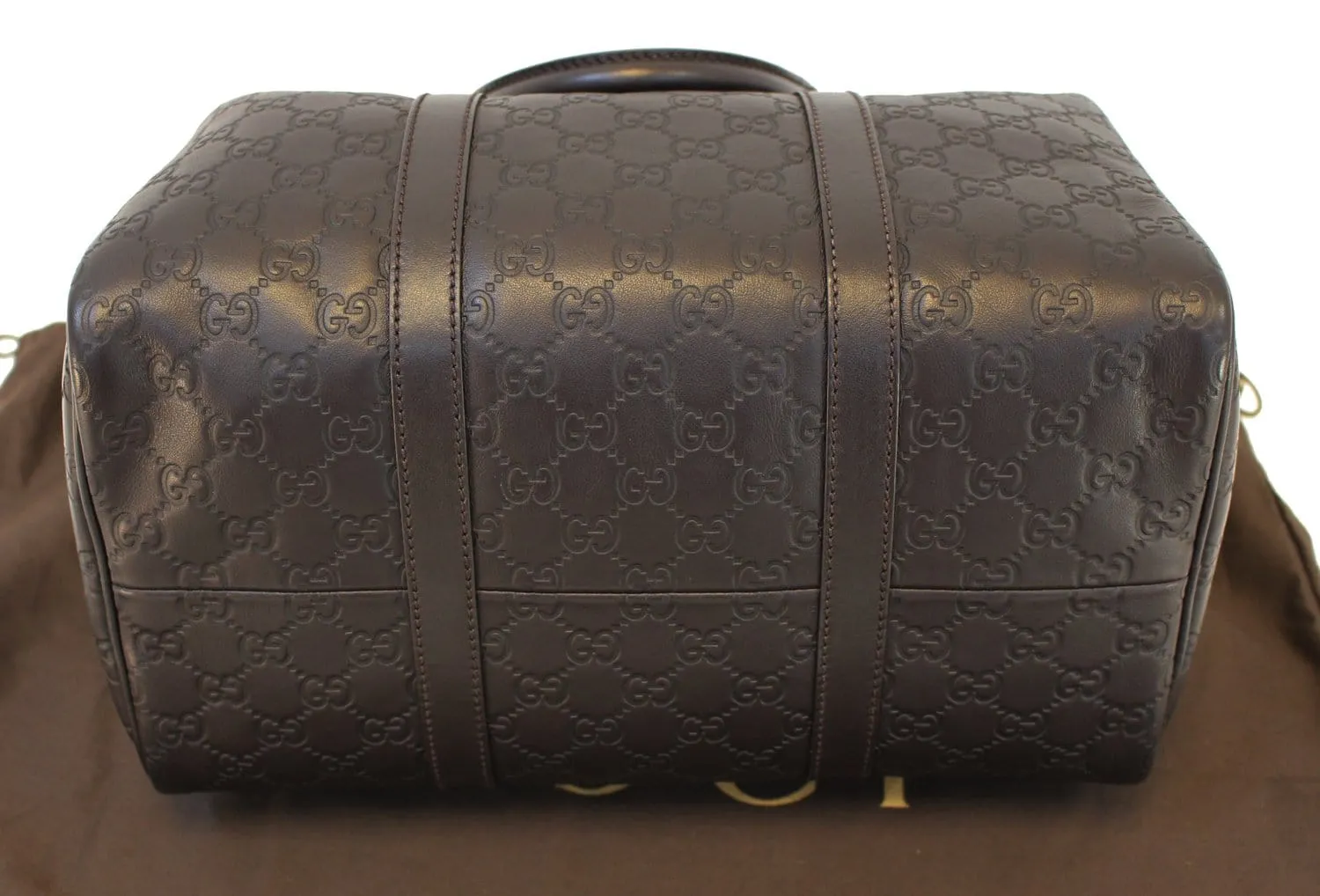 GUCCI 265697 GG Guccissima Leather Chocolate Boston Bag