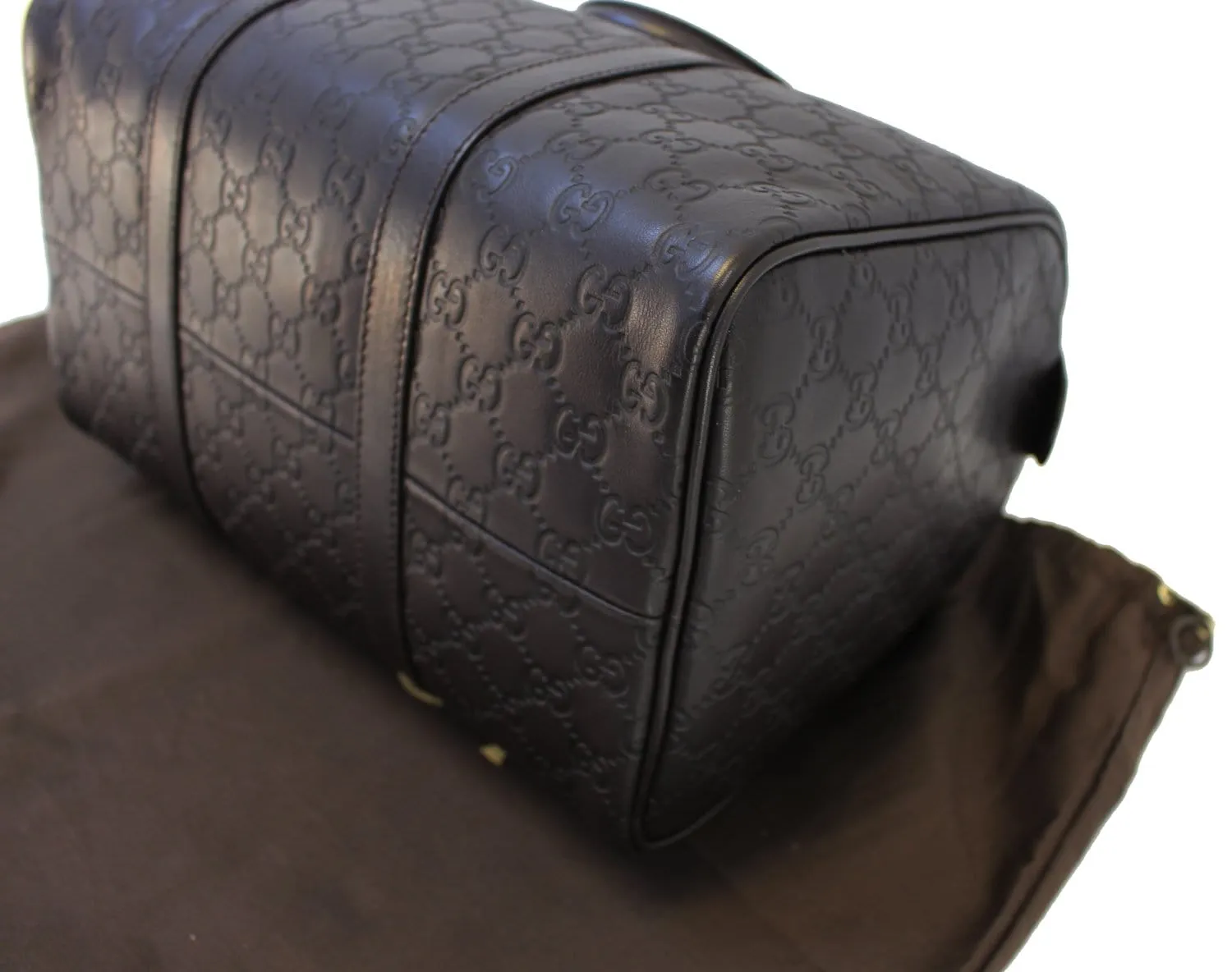 GUCCI 265697 GG Guccissima Leather Chocolate Boston Bag
