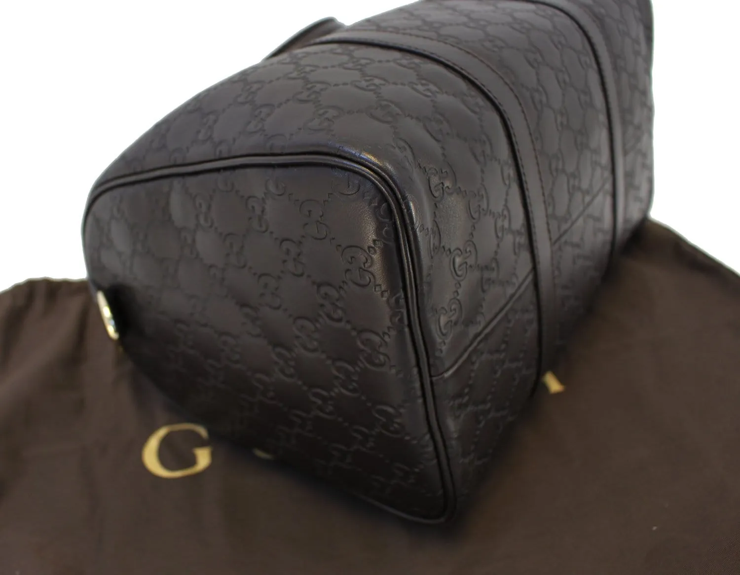 GUCCI 265697 GG Guccissima Leather Chocolate Boston Bag