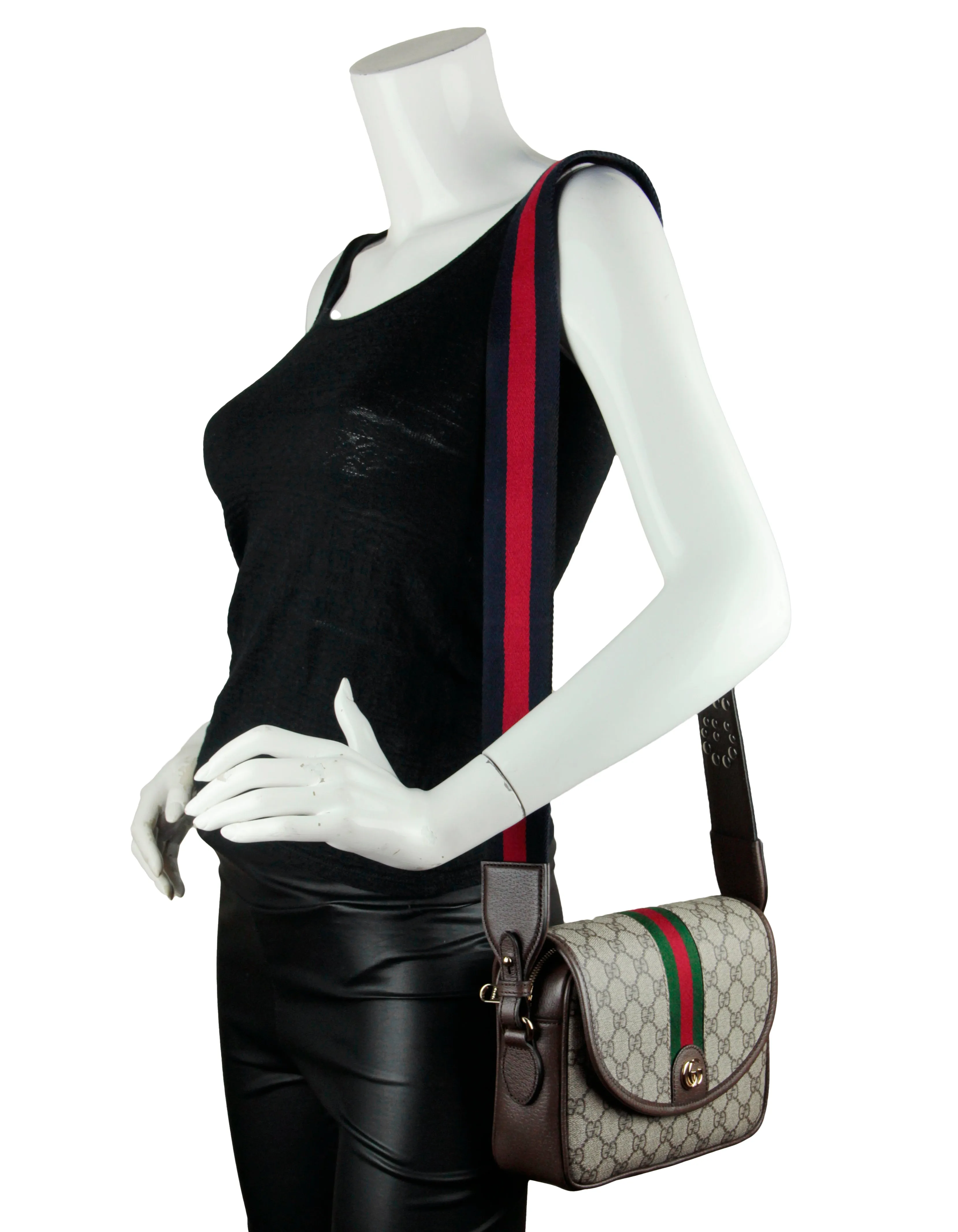 Gucci Beige/Ebony Ophidia Mini GG Supreme Crossbody Shoulder Bag