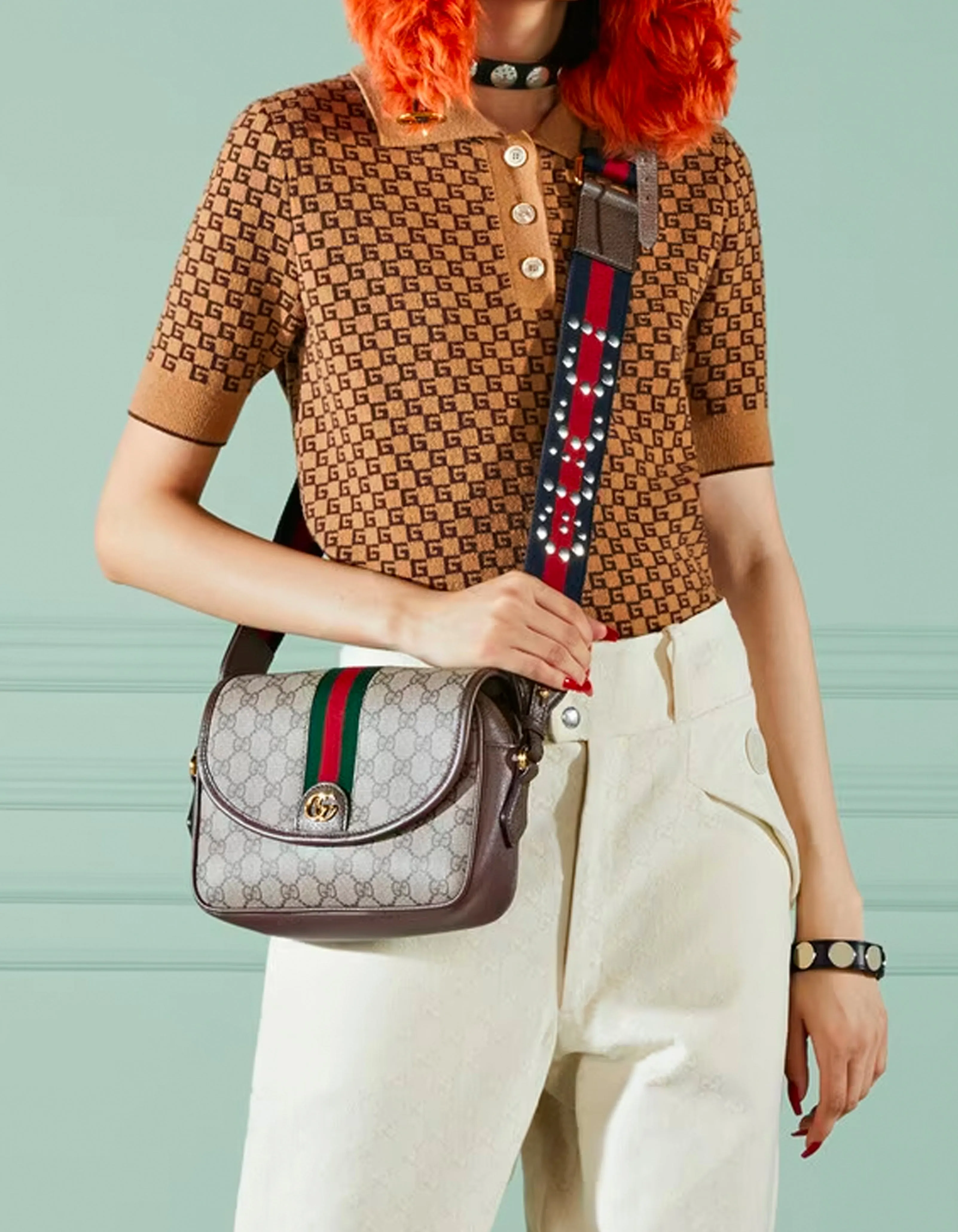 Gucci Beige/Ebony Ophidia Mini GG Supreme Crossbody Shoulder Bag