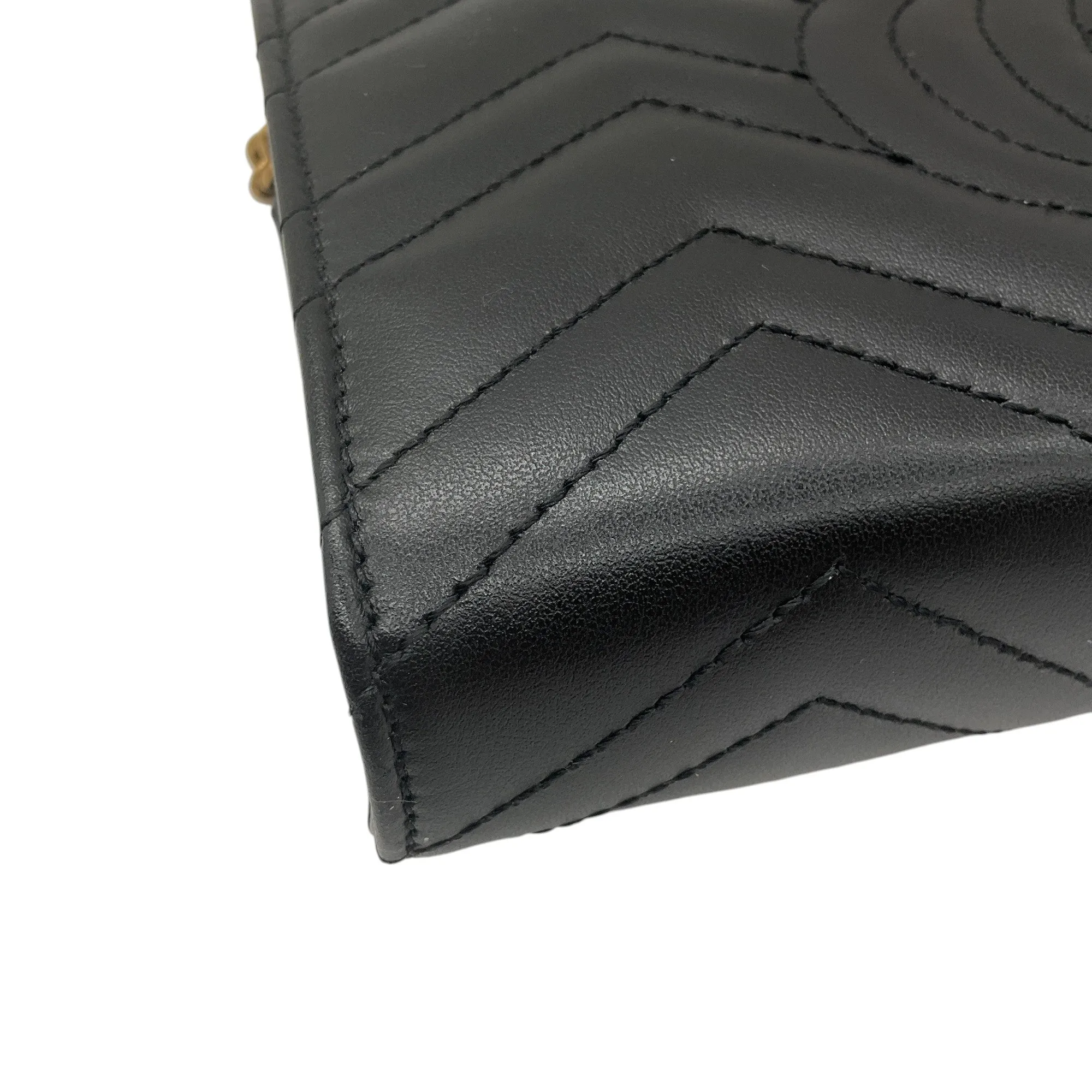 Gucci Black / Gold GG Matelasse Leather Marmont Chain Mini Bag