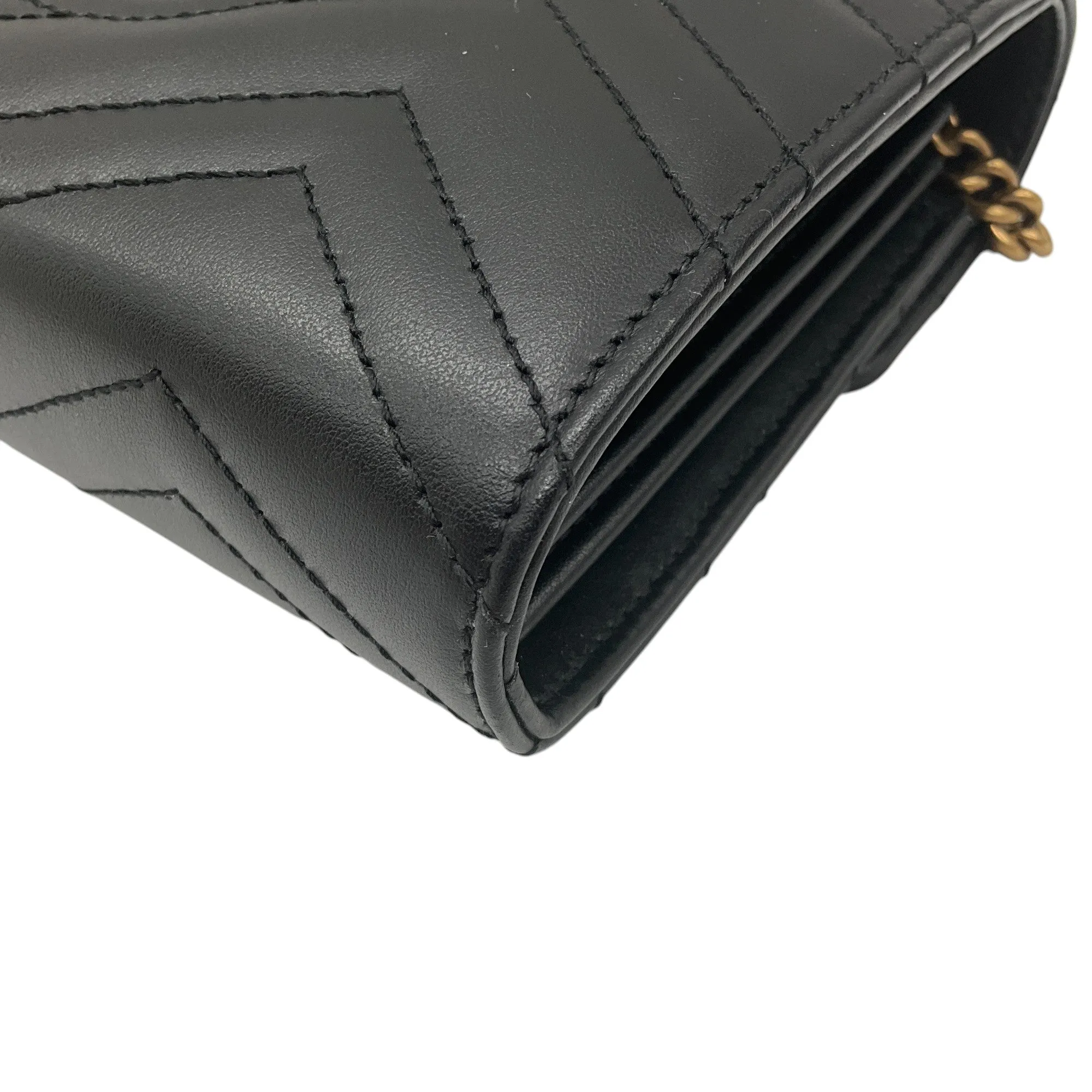 Gucci Black / Gold GG Matelasse Leather Marmont Chain Mini Bag