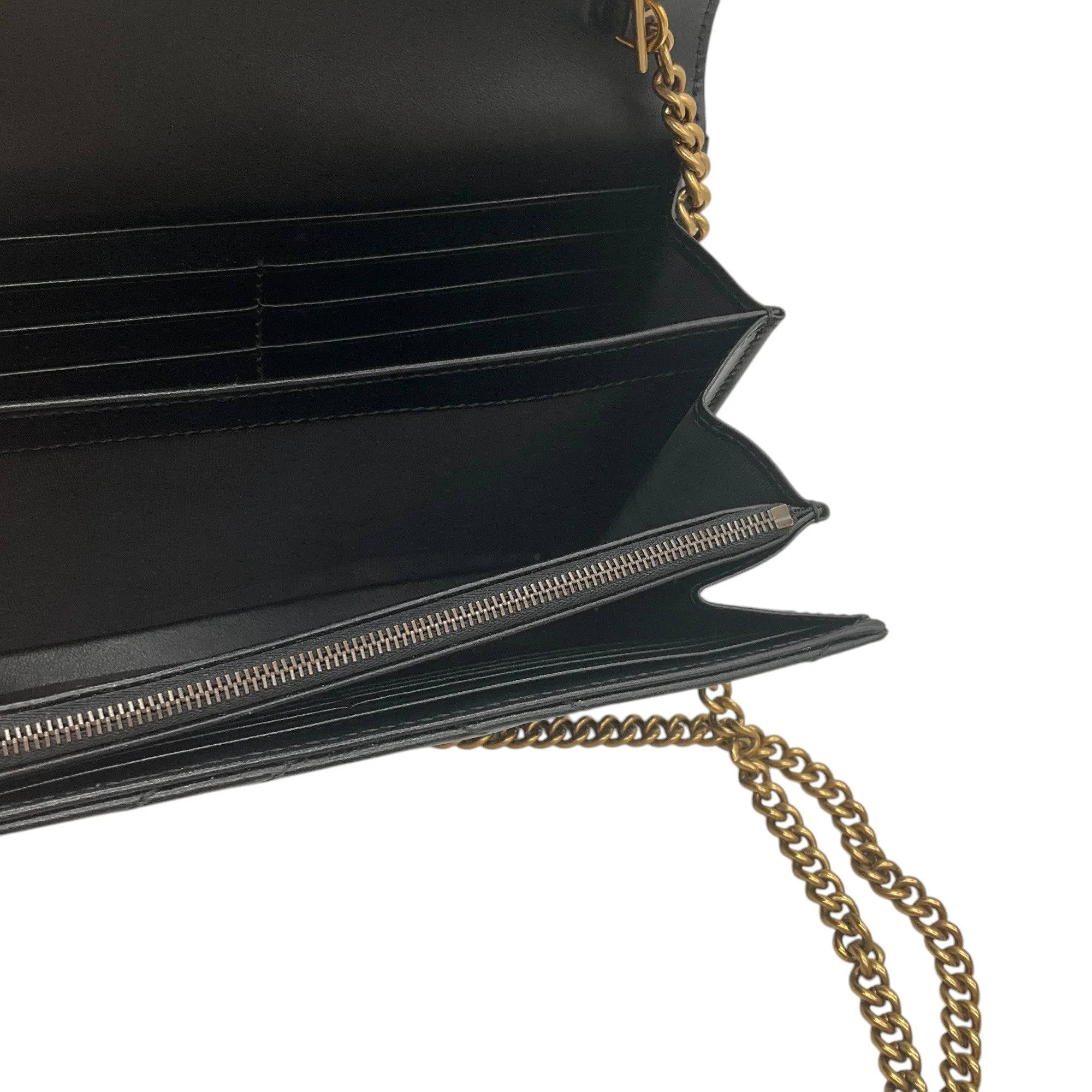 Gucci Black / Gold GG Matelasse Leather Marmont Chain Mini Bag