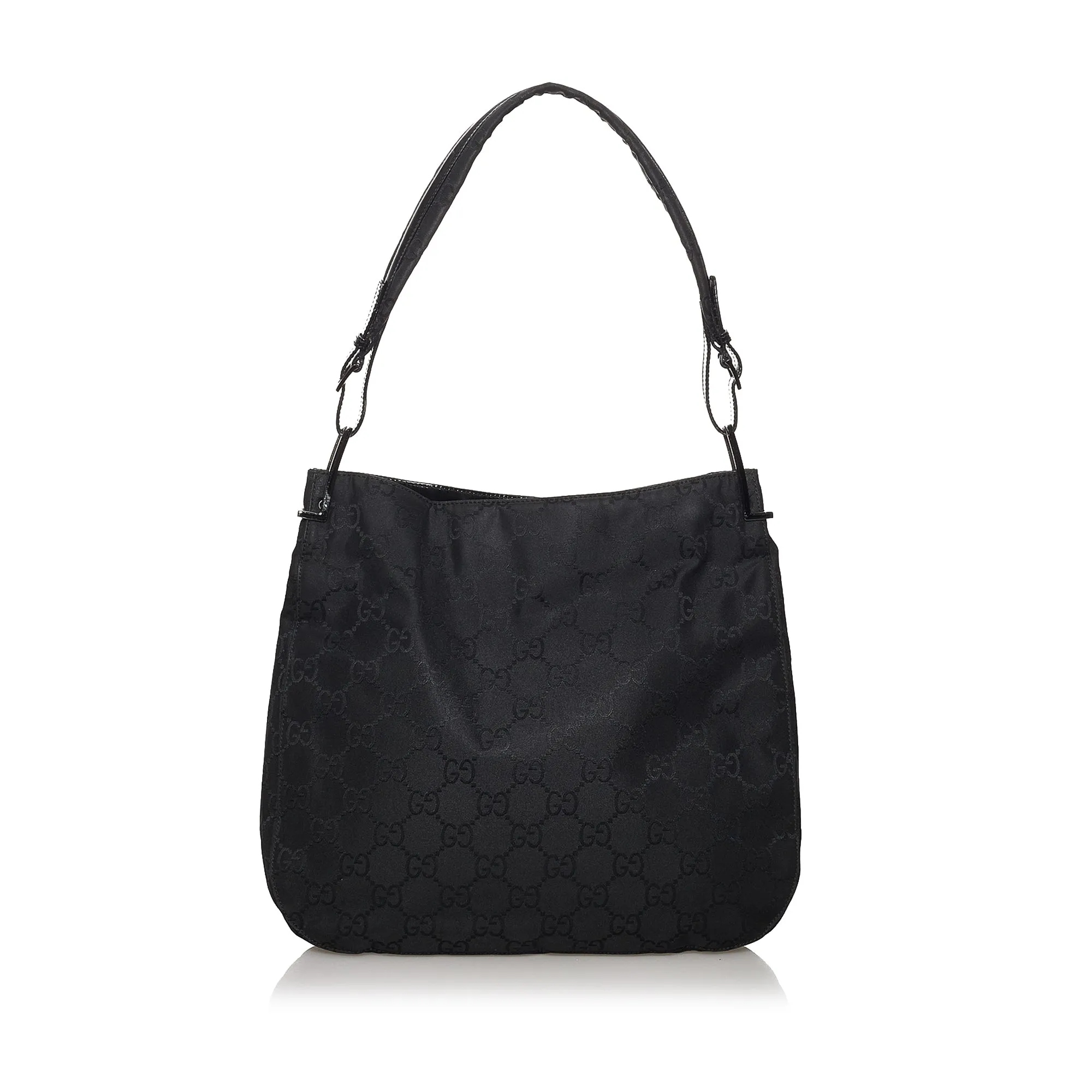 Gucci Black Nylon/ Leather GG Print Shoulder Bag
