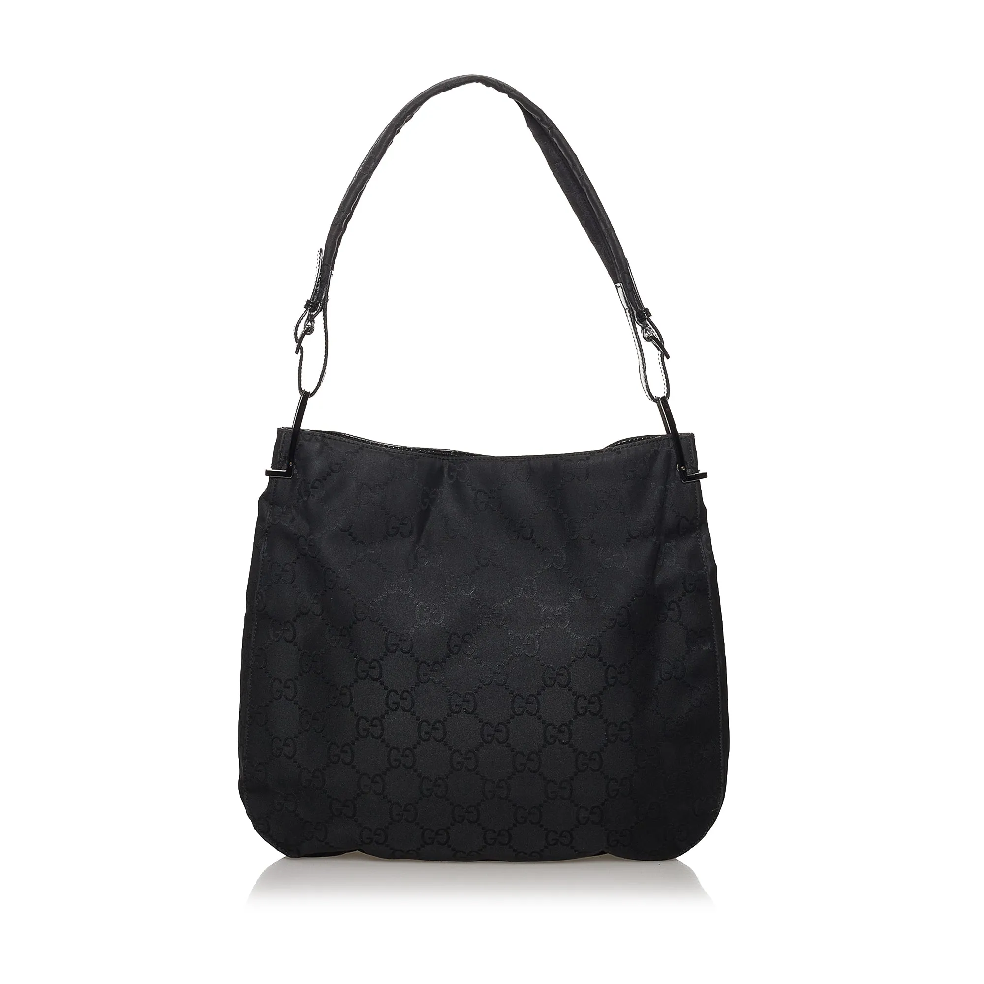 Gucci Black Nylon/ Leather GG Print Shoulder Bag