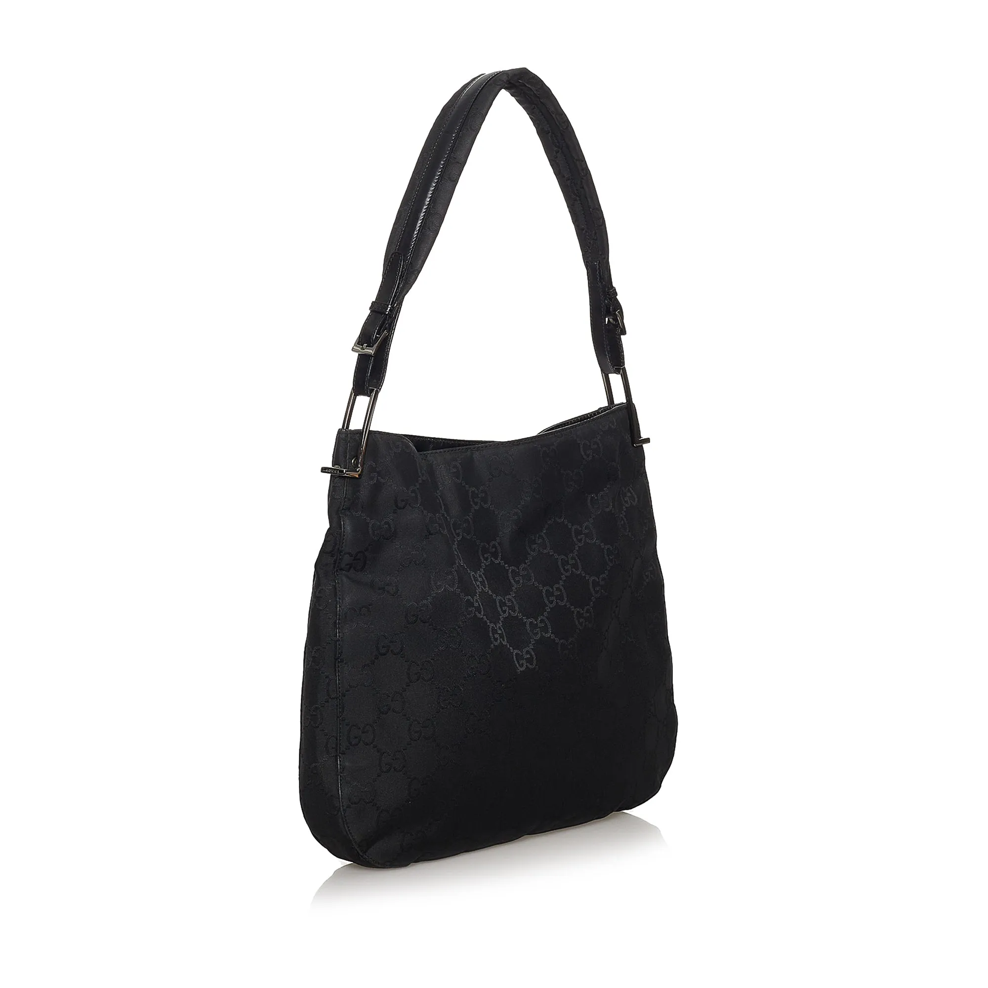 Gucci Black Nylon/ Leather GG Print Shoulder Bag