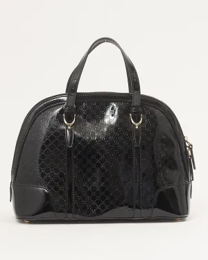 Gucci Black Patent GG Microguccissima Nice Dome Large Bag