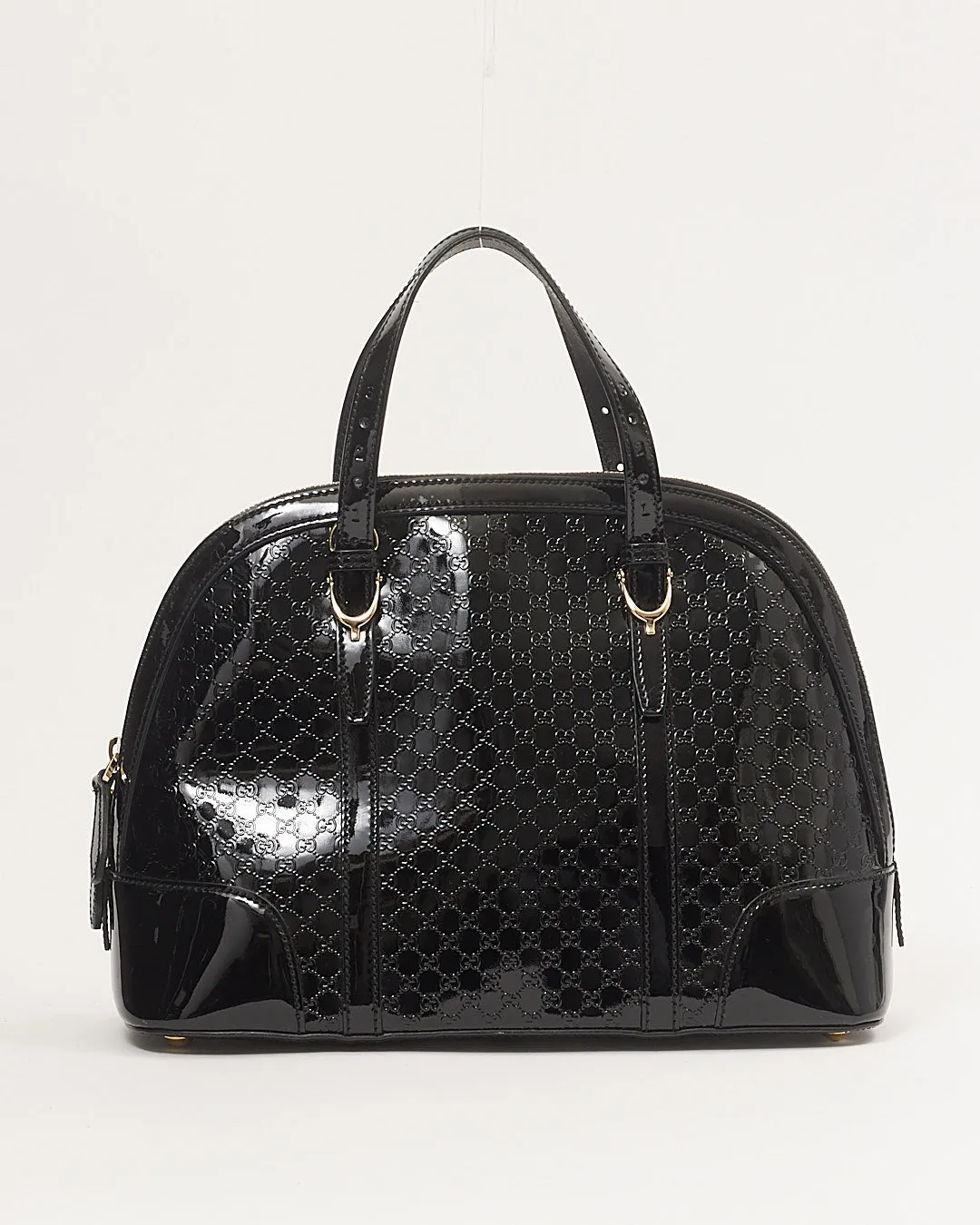 Gucci Black Patent GG Microguccissima Nice Dome Large Bag