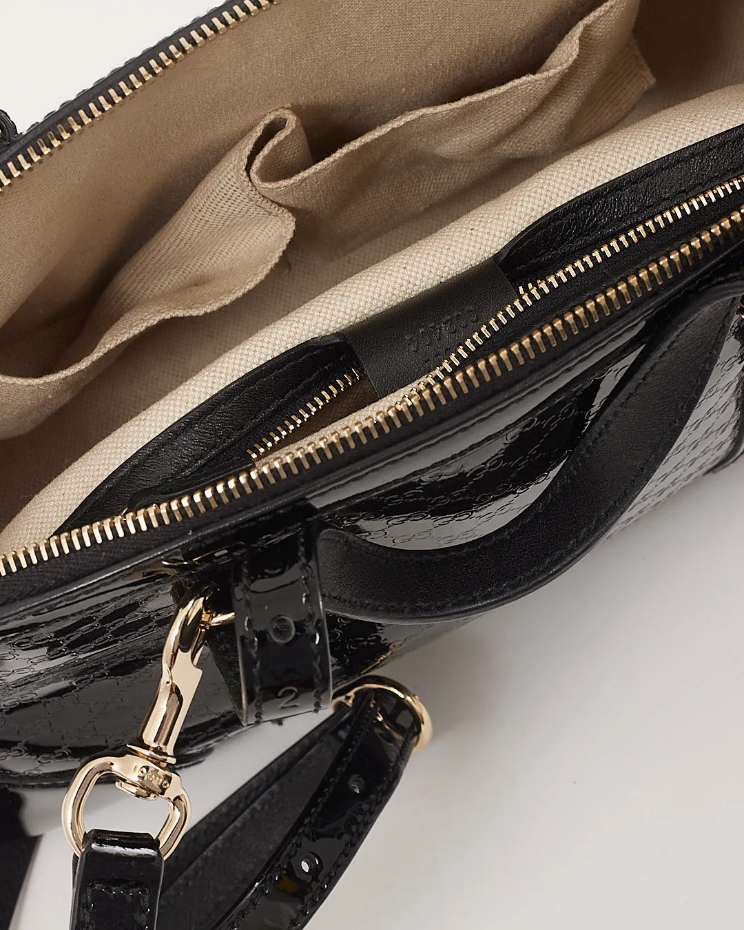 Gucci Black Patent GG Microguccissima Nice Dome Large Bag