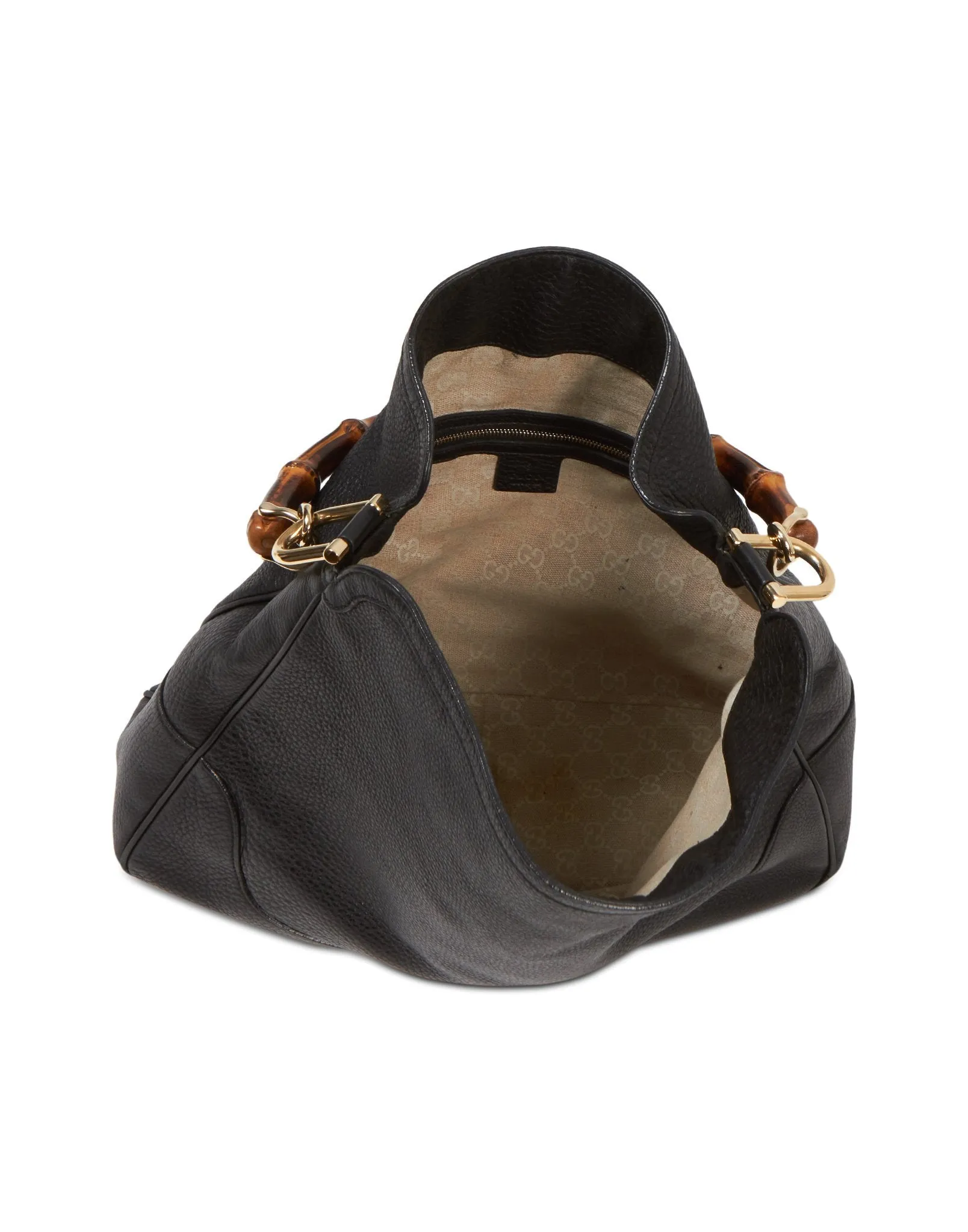 Gucci Black Pebbled Leather Diana Bamboo Shoulder Bag