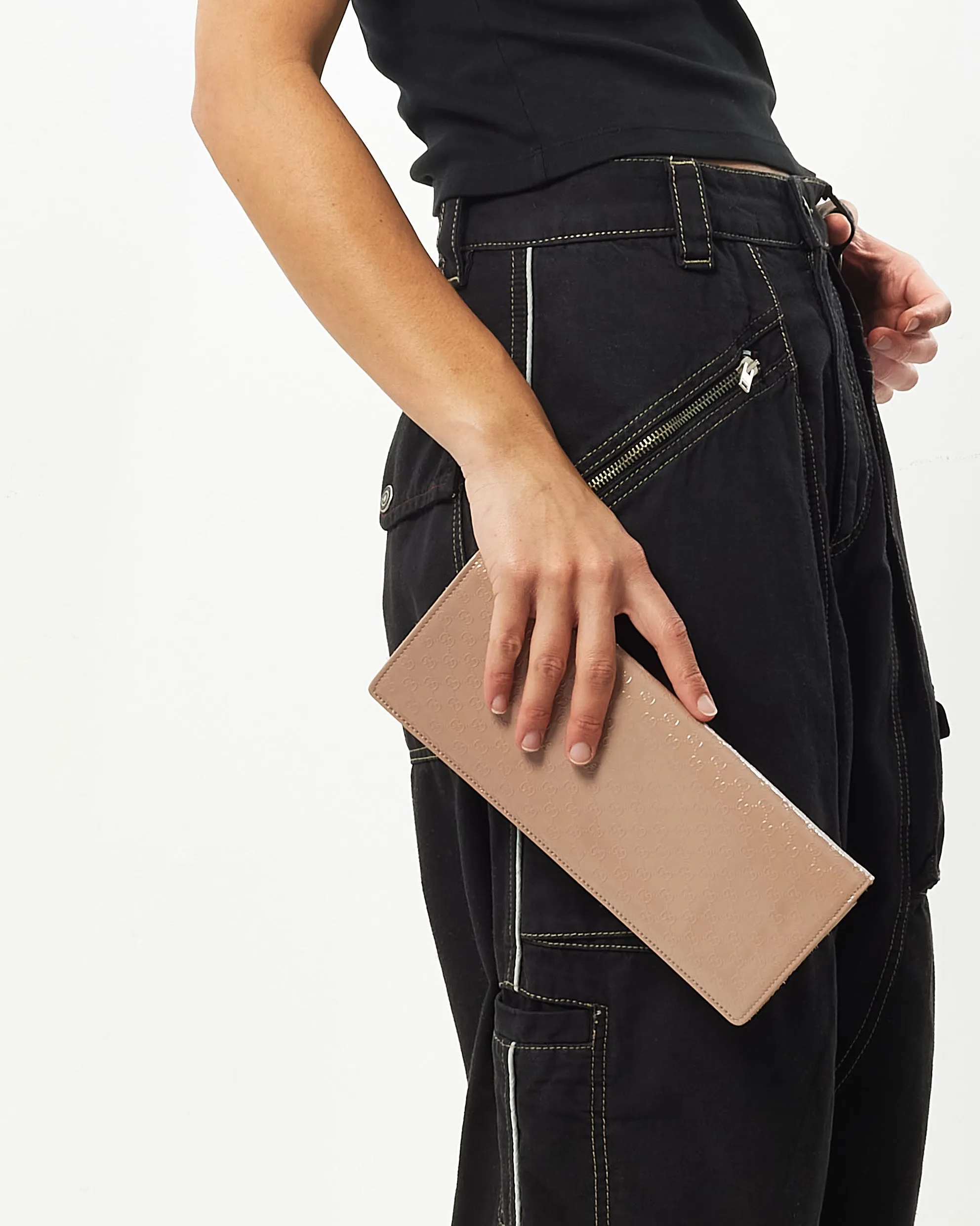 Gucci Blush Guccissima Patent Leather Broadway Clutch