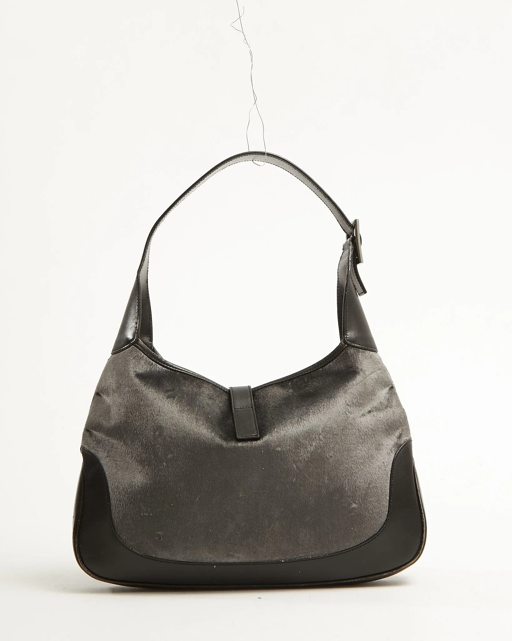 Gucci Grey Velvet / Leather Jackie Shoulder Bag