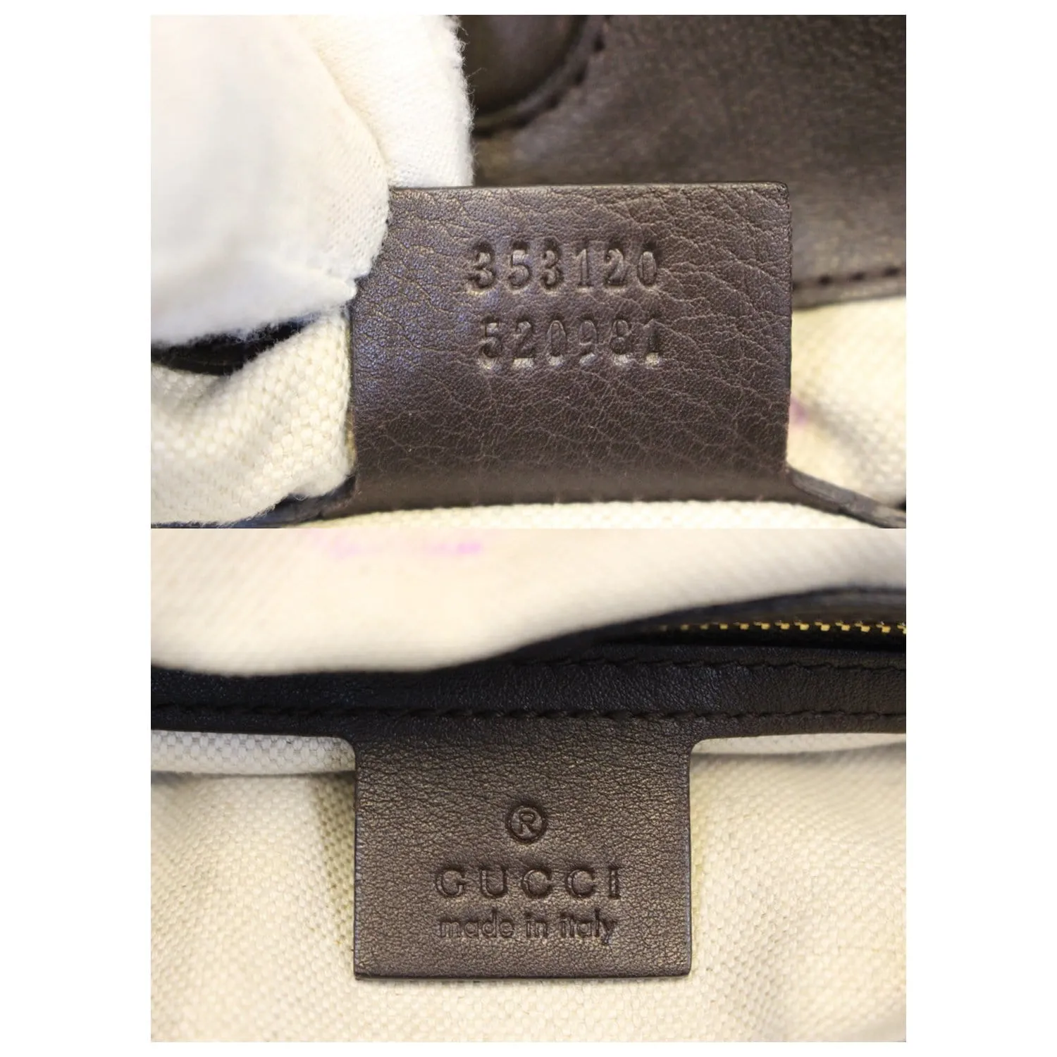 GUCCI Guccissima Leather Bree Top Handle Bag Dark Brown