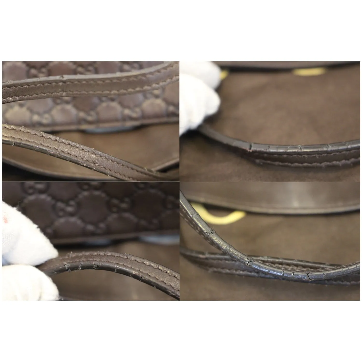GUCCI Guccissima Leather Bree Top Handle Bag Dark Brown
